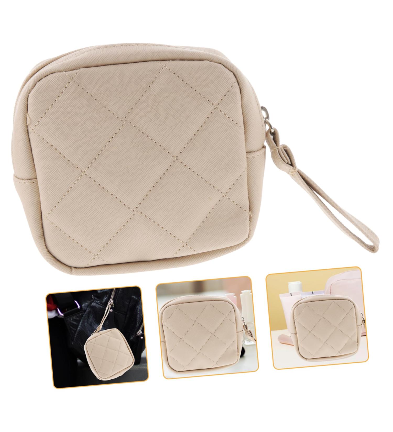 Lurrose Leather Bracers Daily Use Period Bag Napkin Organizer Beige 13x13cm - Buy Online on GoSupps.com