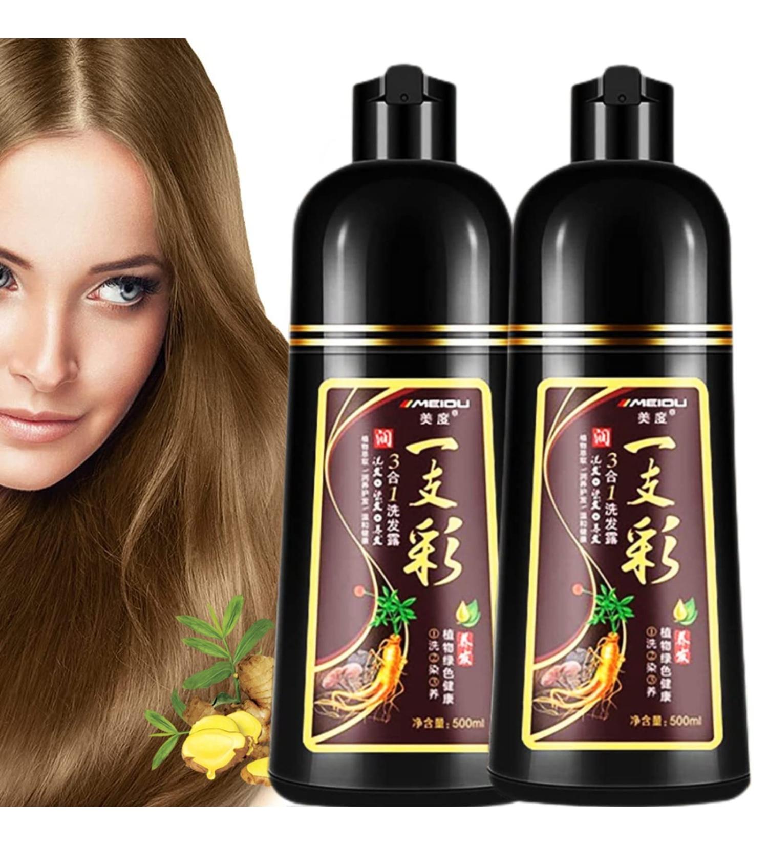 MeiDu Coffee Herbal Hair Dye Shampoo 3 in 1 - Ammonia-Free Semi-Permanent Hair Color - Long-Lasting Results - 2 Pack (35.2 Fl Oz) - Buy Online on GoSupps.com