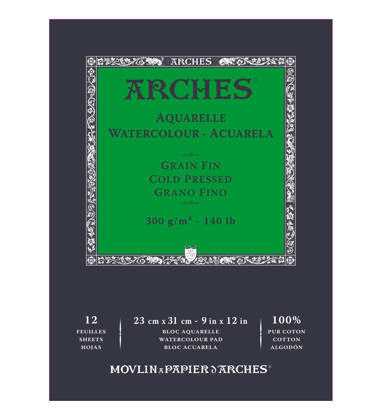 Arches A1795092 Bloc Enc 23x31 12H Aquarelle 100% Fine 300g Blanc NAT  White Natural - Buy Online on GoSupps.com