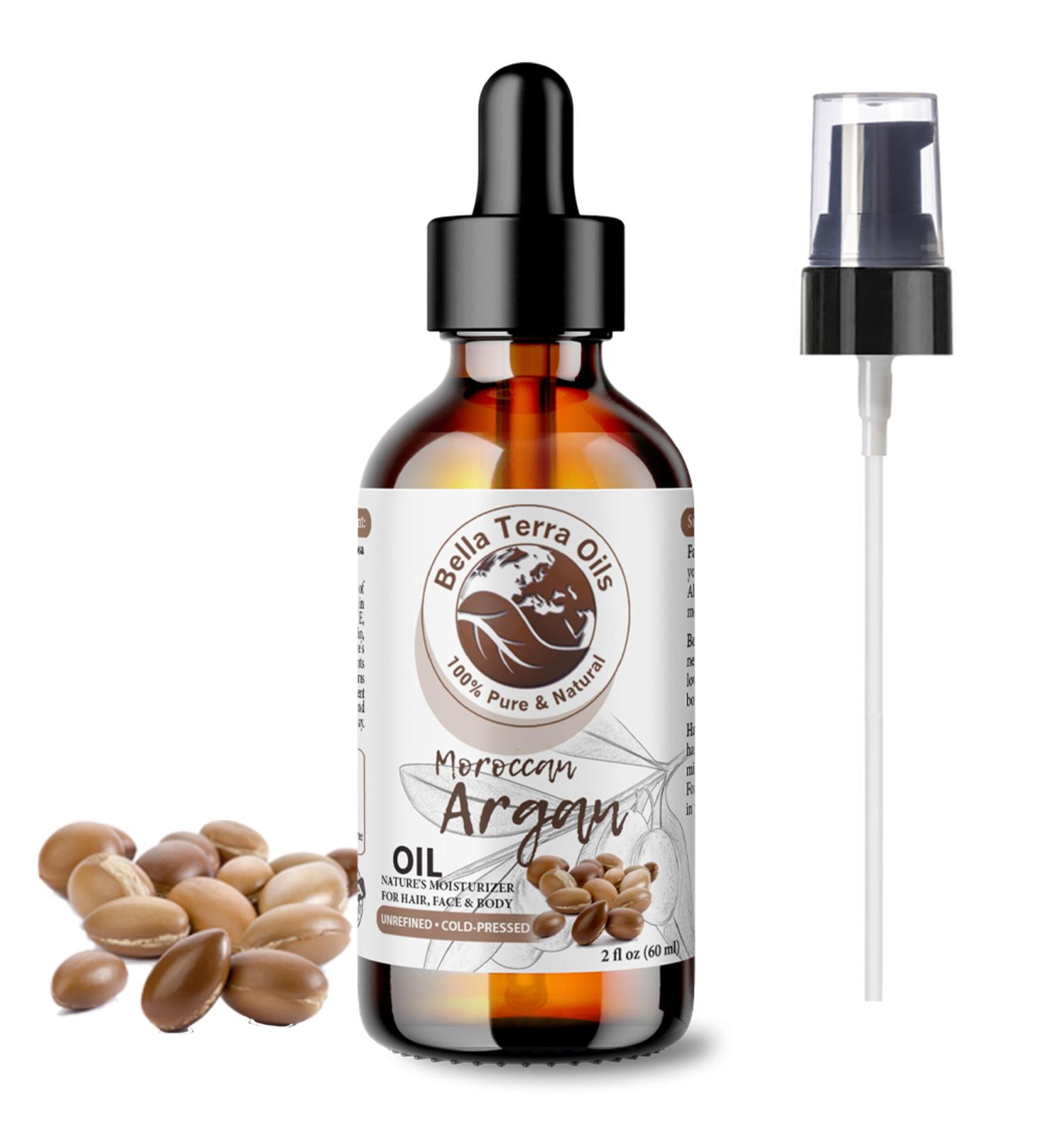 Bella Terra Argan Oil 2oz - Best Hair Oil for Frizzy Hair & Radiant Skin Packed with Vitamin E & Omega Fats - Nature's Serum (Pack of 1 - Buy Online on GoSupps.com