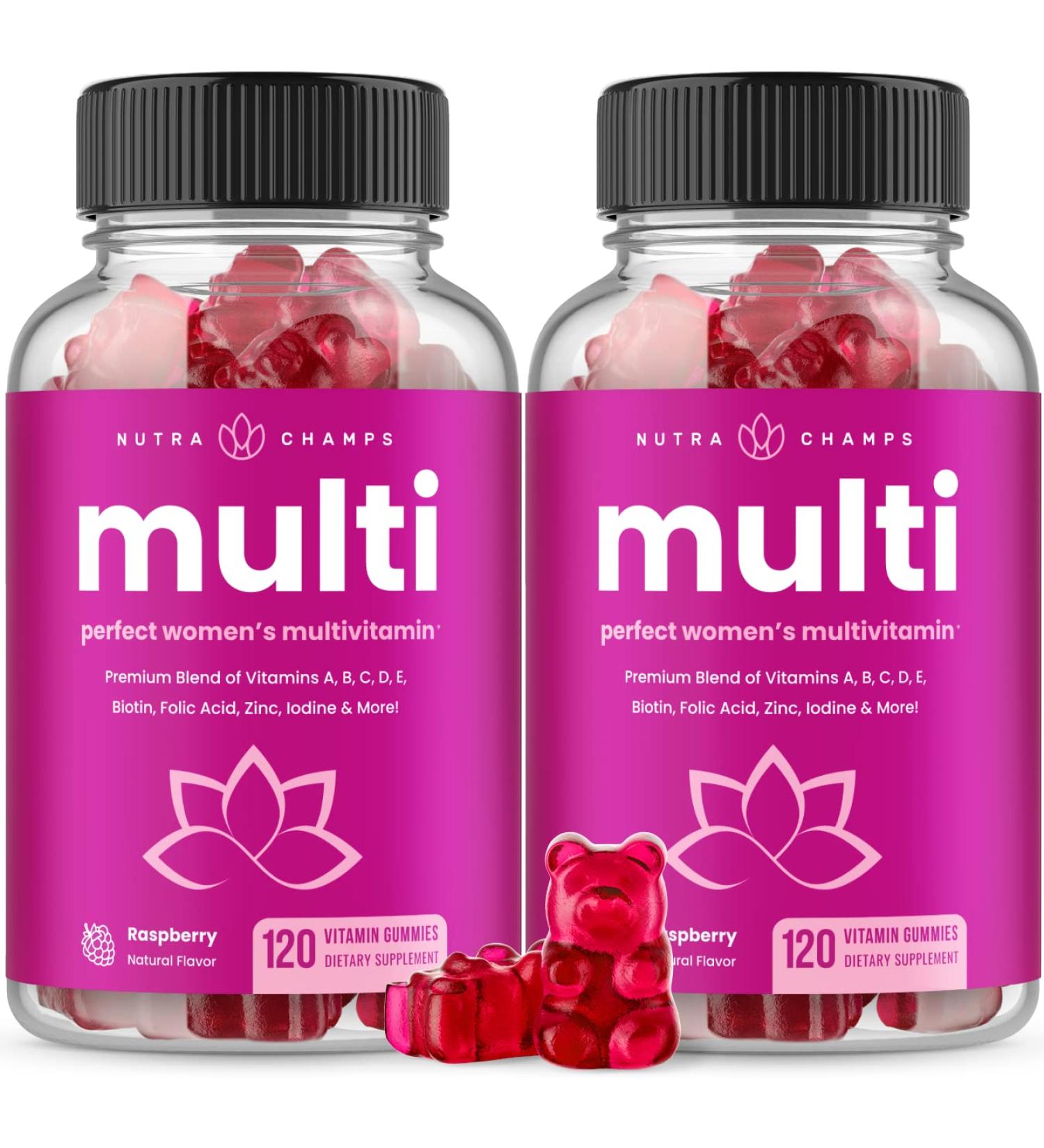 NutraChamps Multivitamin for Women 240 Count Vitamins A B C D E Biotin Folic Acid Womens Gummy Multivitamins Chewable Daily (Pack of 2) 120 Count (Pack of 2) - Buy Online on GoSupps.com