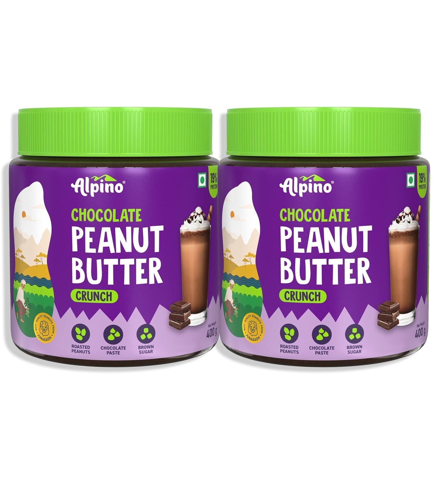 ALPI NO Chocolate Peanut Butter Crunch 800g - Roasted Peanuts Chocolate Paste Brown Sugar & Sea Salt - 24g Protein Gluten Free Vegan Plant Based Peanut Butter Crunchy 400g Pack of 2 - Buy Online on GoSupps.com