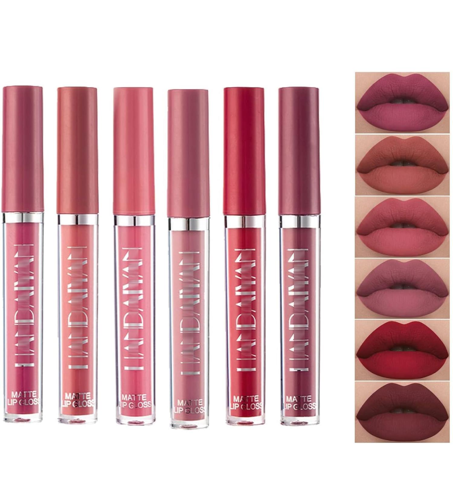 6 Color Matte Liquid Lipstick Set Velvety Lip Gloss Set Long Lasting Waterproof Moisturizing Matte Liquid Lip Gloss Lip Makeup Gift Box - Buy Online on GoSupps.com