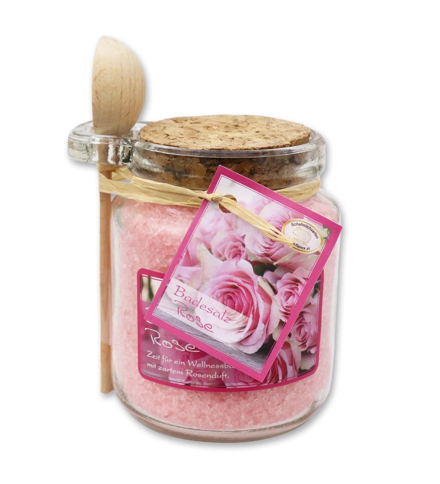 Florex Bath Salt Rose Diana in decorative glass with wooden spoon 300 g