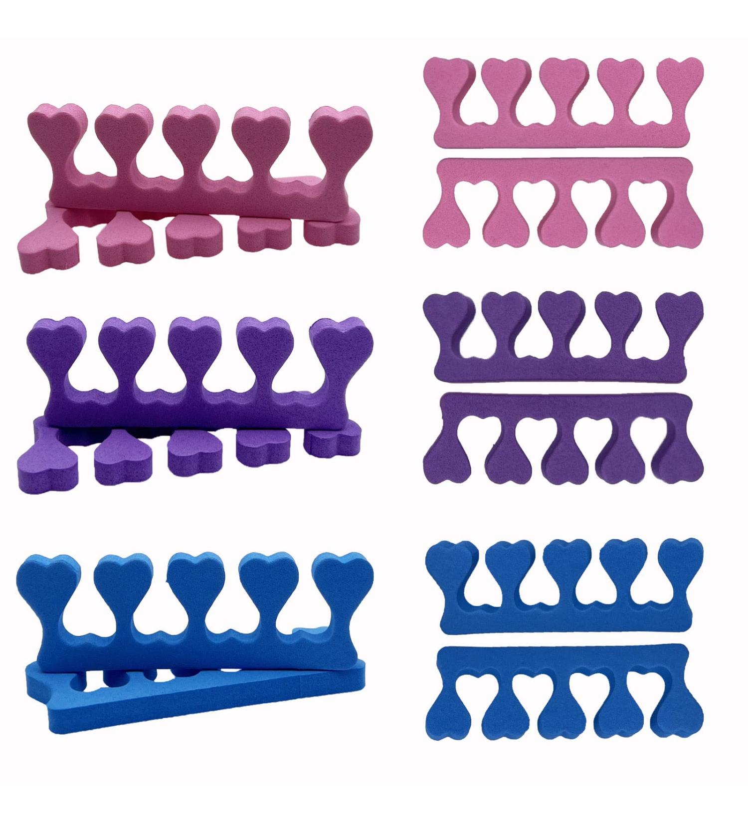 Toe Separator 12PCS Sponge Toe & Finger Separators for Nail Varnish Toe Dividers/Spacer for Nail Art Pedicure Manicure Nail Accessories Pink Blue Purple - Buy Online on GoSupps.com