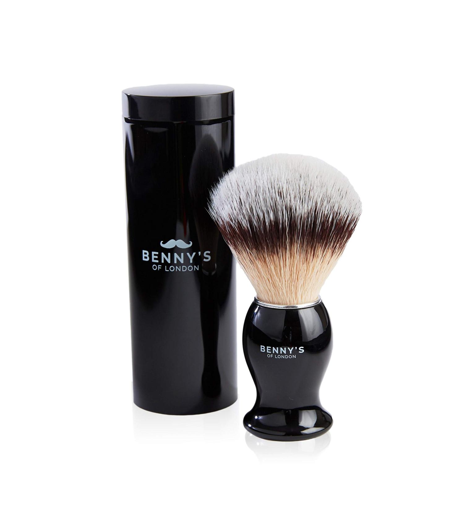 Shaving Brush | Free Travel Case | BENNY'S | Luxury Brush | Gentle Exfoliator | Removes Dirt Dead Skin and Reduce Blemishes | Men's Gift Idea | Creates The Best Shaving Cream Lather | Made in The UK - Buy Online on GoSupps.com