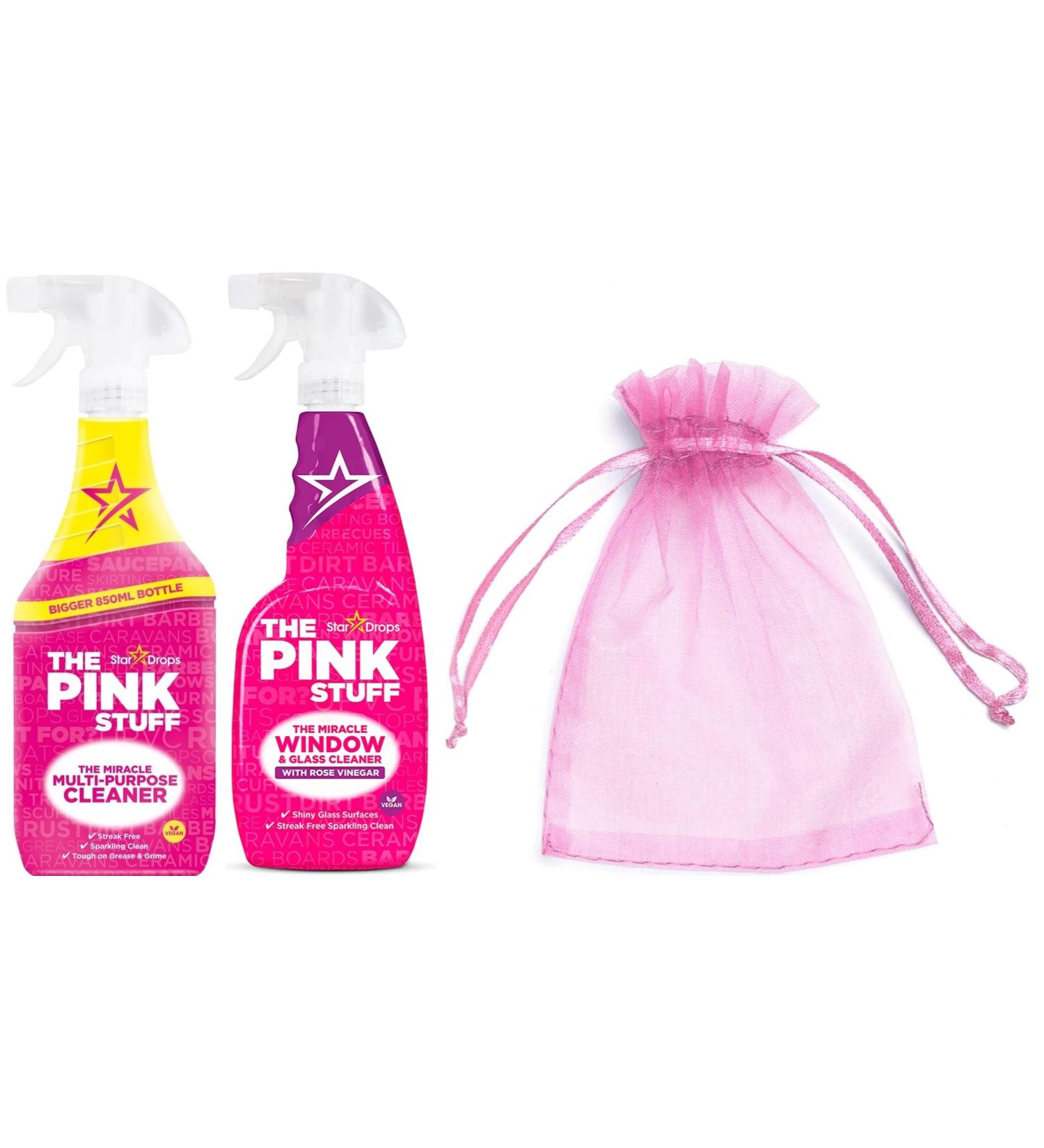 The Pink Stuff The Miracle Multi Purpose Cleaner Spray 850ml + The Pink Stuff Miracle Window and Glass Cleaner Spray with Rose Vinegar 750ml + for You: Organza small Bag - Buy Online on GoSupps.com
