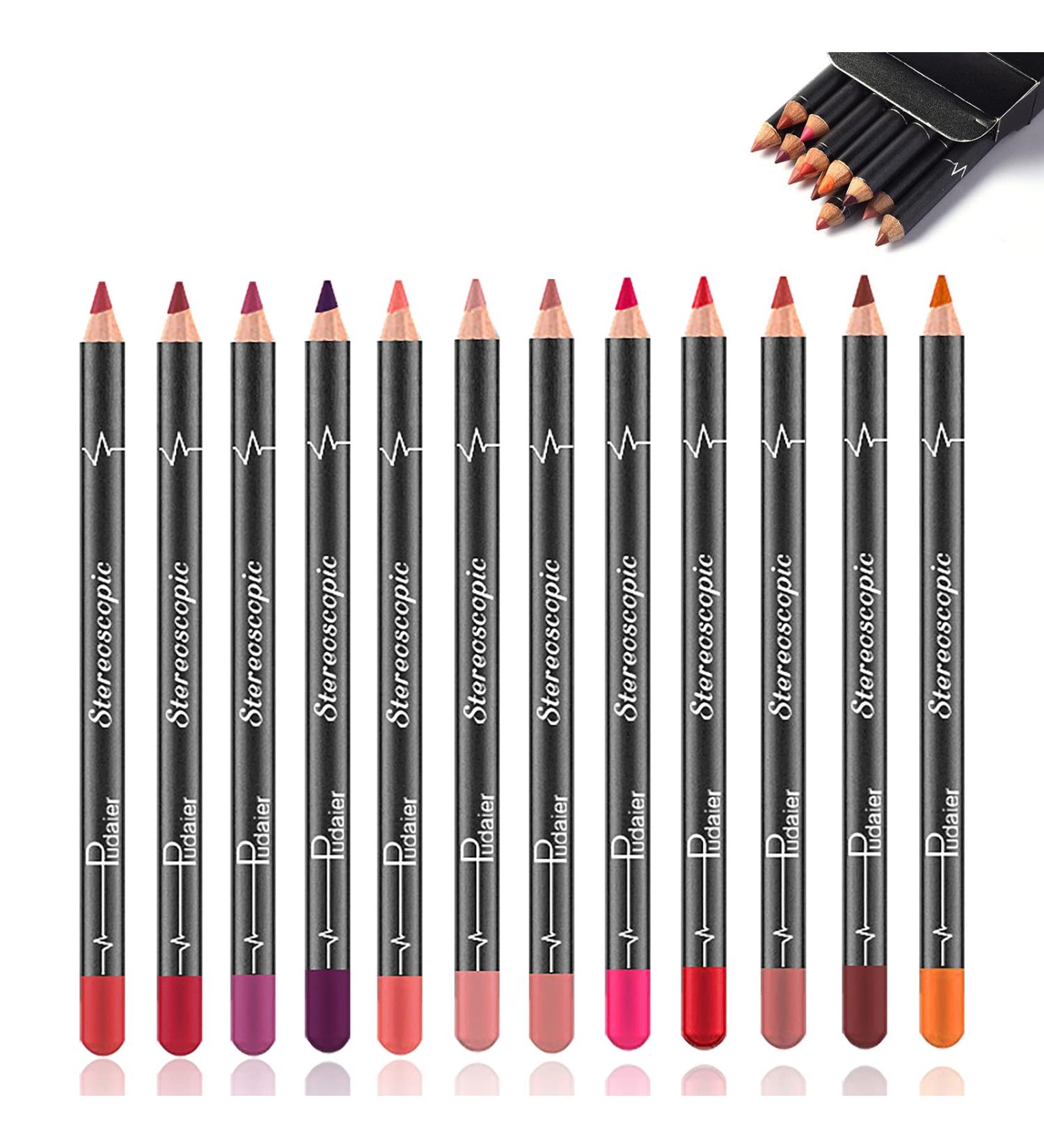 12-Piece Matte Waterproof Lip Liner Pencil Set - Long Lasting Lip Contour Shaping Tool for Women - Assorted Colors for Versatile Makeup Looks - Buy Online on GoSupps.com