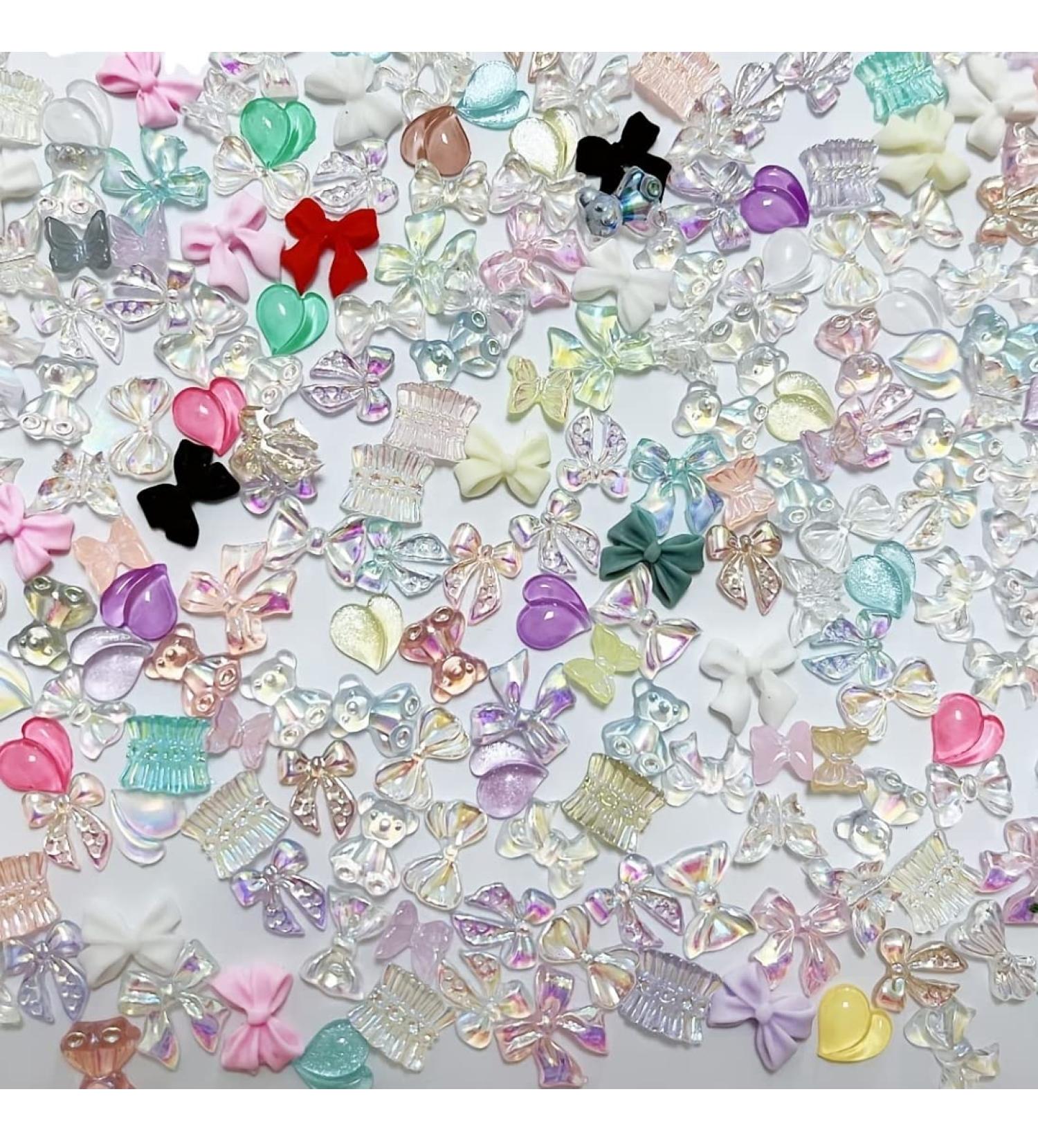 SHANERQIE 100+pcs 3D Nail Charms - Mixed Butterfly, Bow, and Bear Charms for DIY Manicure Decoration - Peach/Bear/Aurora Skirt - Women/Girls - Buy Online on GoSupps.com