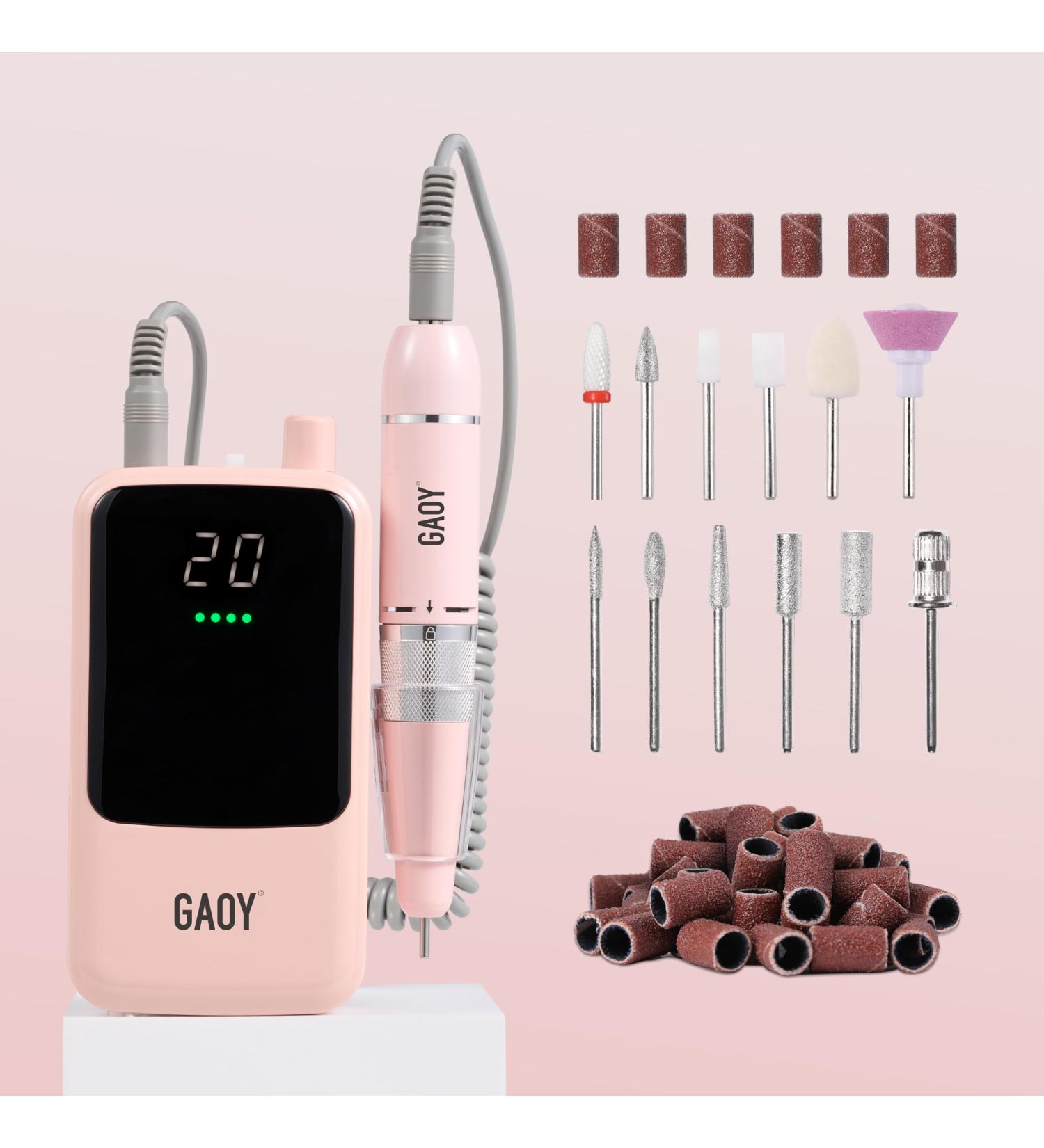 GAOY Rechargeable Cordless Nail Drill Electric Nail File Efile with 12 Nail Drill Bits for Acrylic and Gel Nails Pink - Buy Online on GoSupps.com
