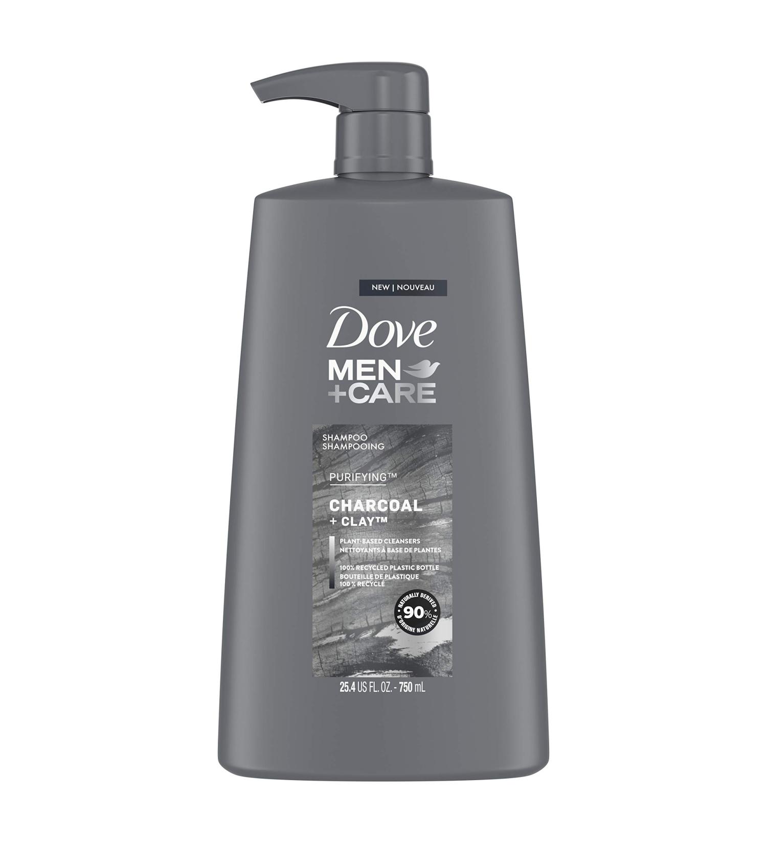 Dove Men+Care Charcoal + Clay Shampoo for Healthy Hair | 25.4 oz | Naturally Derived Plant-Based Cleanser - International Shipping Available - Buy Online on GoSupps.com