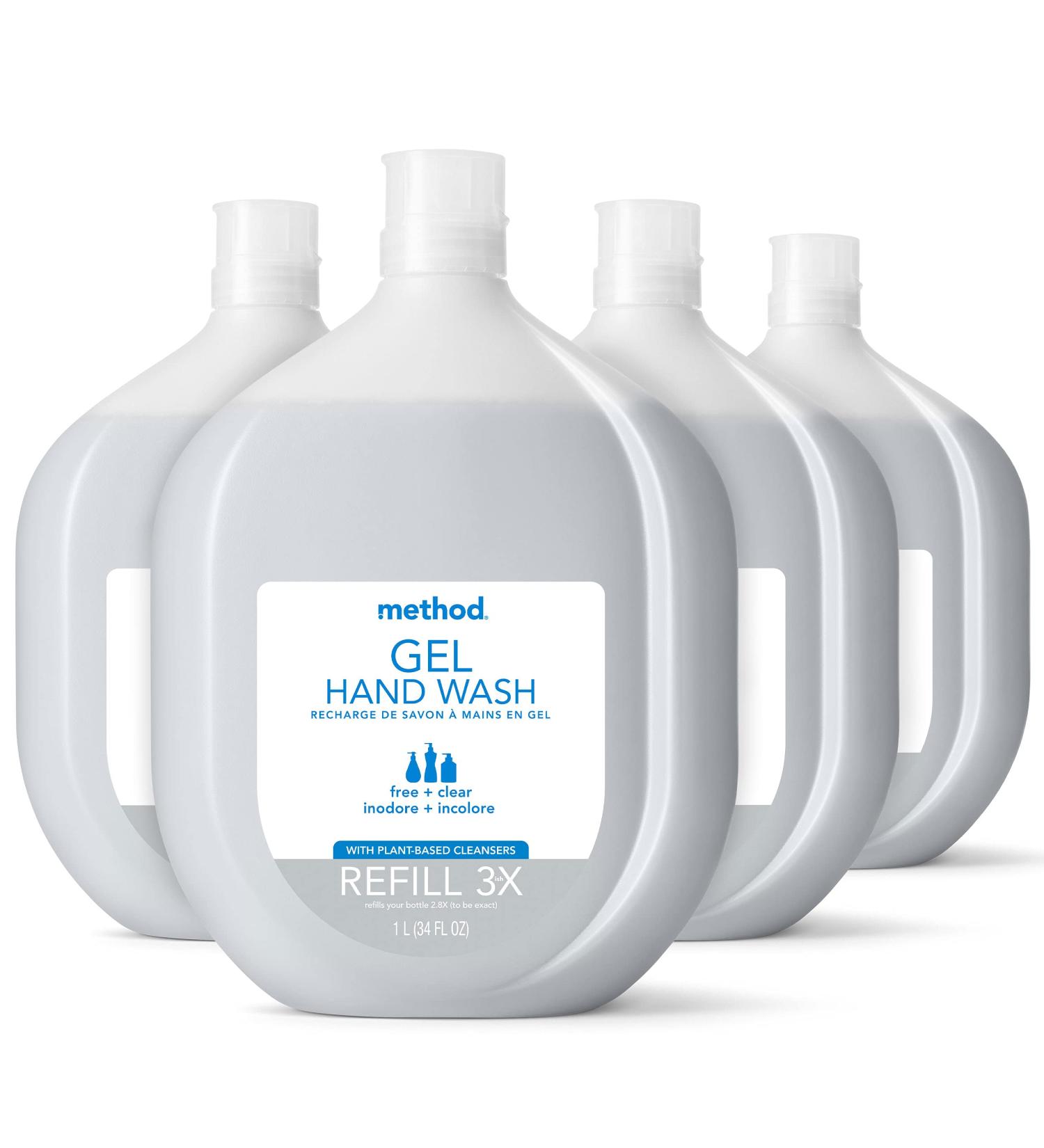 Method Gel Hand Soap Refill 34 oz - Pack of 4 | Free + Clear | Recyclable Bottle | 136 Fl Oz Total - Buy Online on GoSupps.com