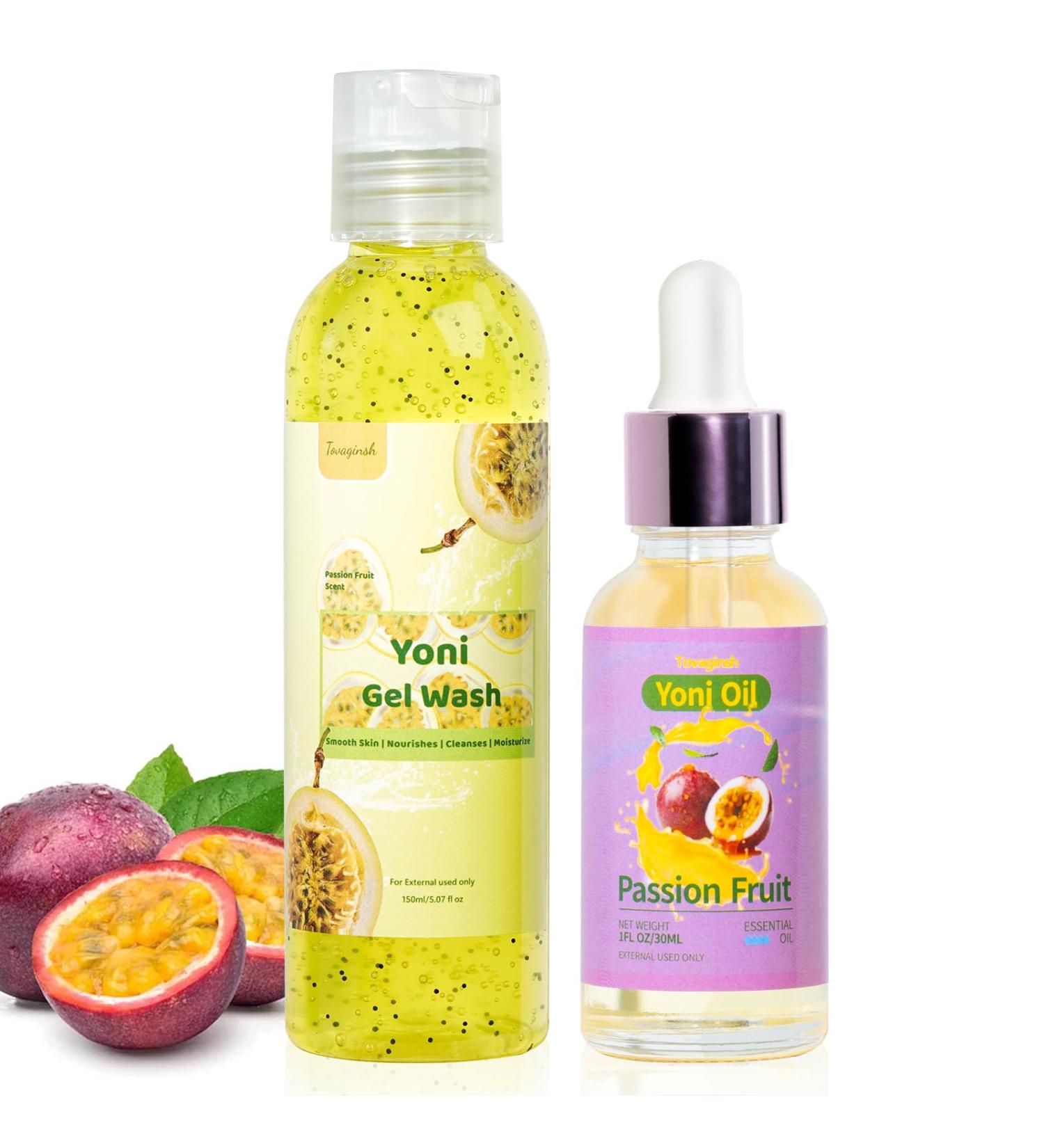 Yoni Wash & Yoni Oil Set - Feminine Vaginal Cleanser for PH Balance | Passion Fruit Scent | 5.07 fl. oz & 1 fl. oz - Buy Online on GoSupps.com