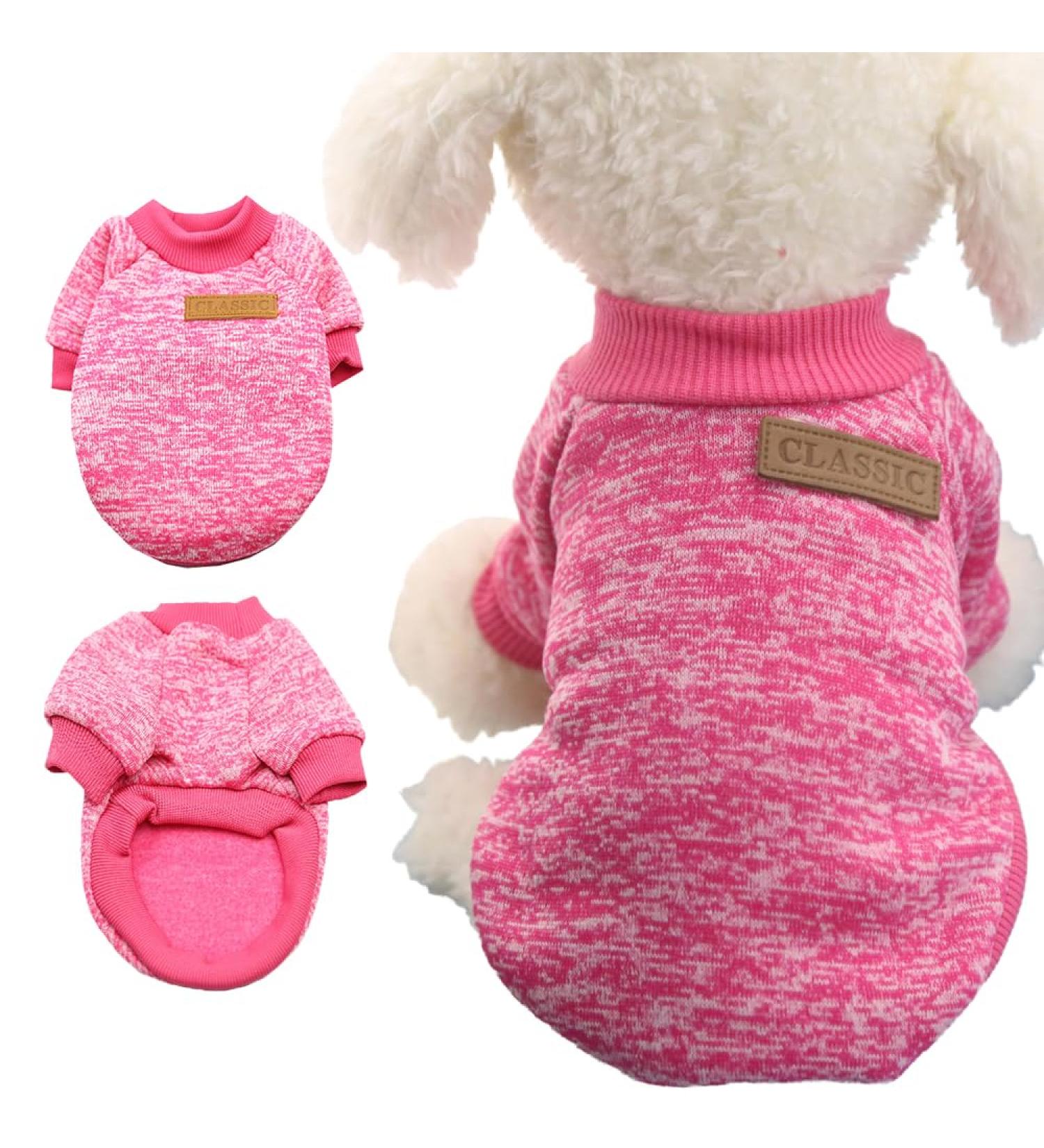 Warm & Stylish Dog Sweaters | Winter Pet Clothing for Small & Medium Dogs - Gray & Pink XL - Buy Online on GoSupps.com
