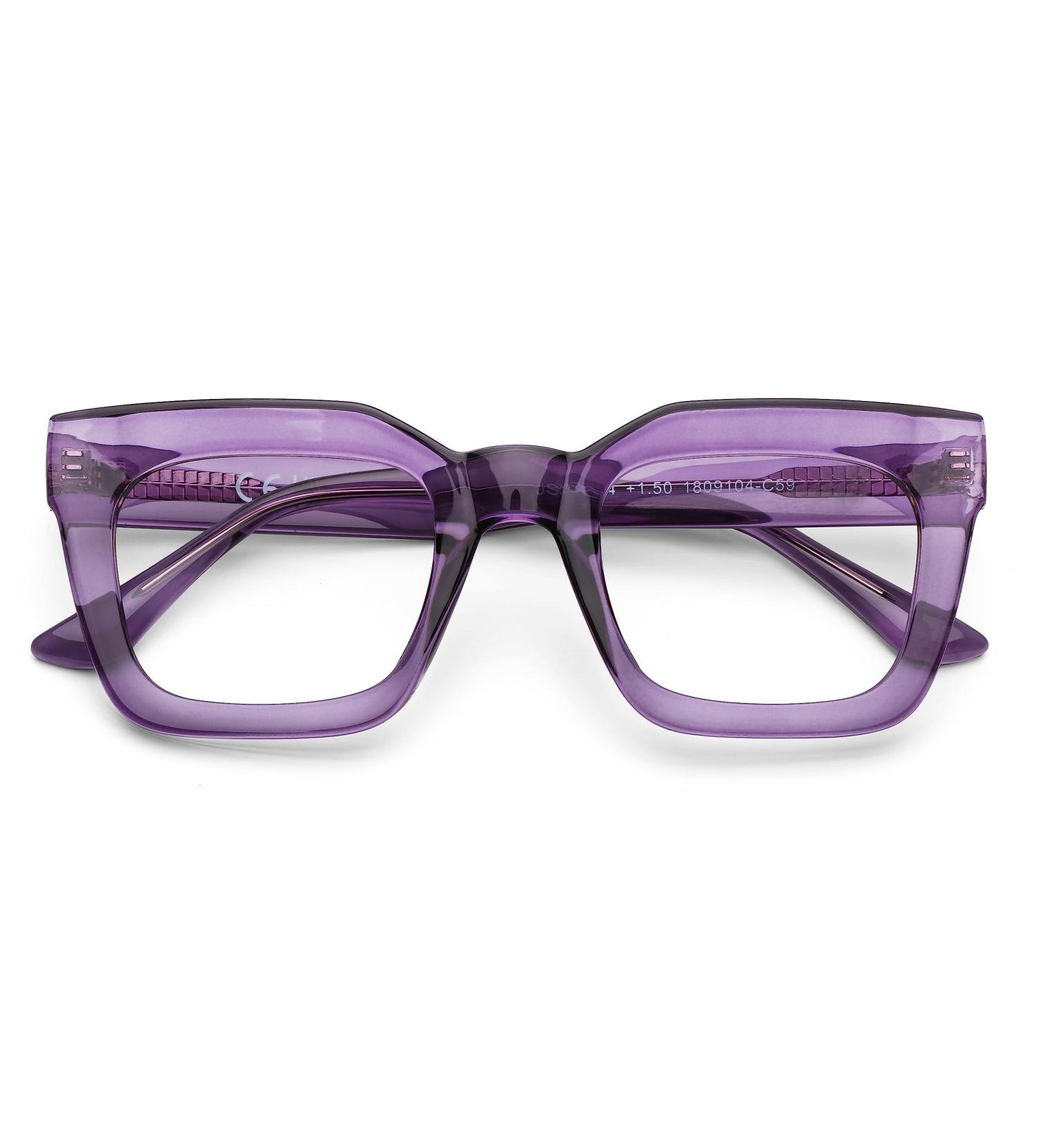 DOOViC Blue Light Filter Glasses - Rectangular & Cat Eye Large Frame for Women 026 Purple 2.5x - Reduce Eye Strain & Enhance Comfort - Buy Online on GoSupps.com