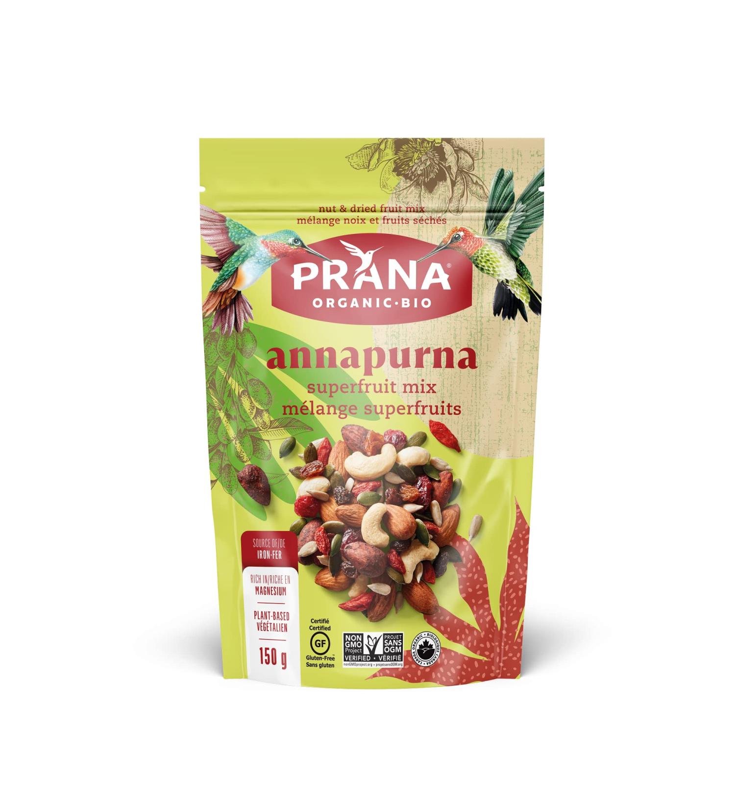 Prana Annapurna Organic Trail Mix | Sweet & Salty | Non-GMO Gluten Free Vegan Snack | Crunchy Almonds Nutritious Goji Berries & Tangy Cranberries | 150g - Buy Online on GoSupps.com