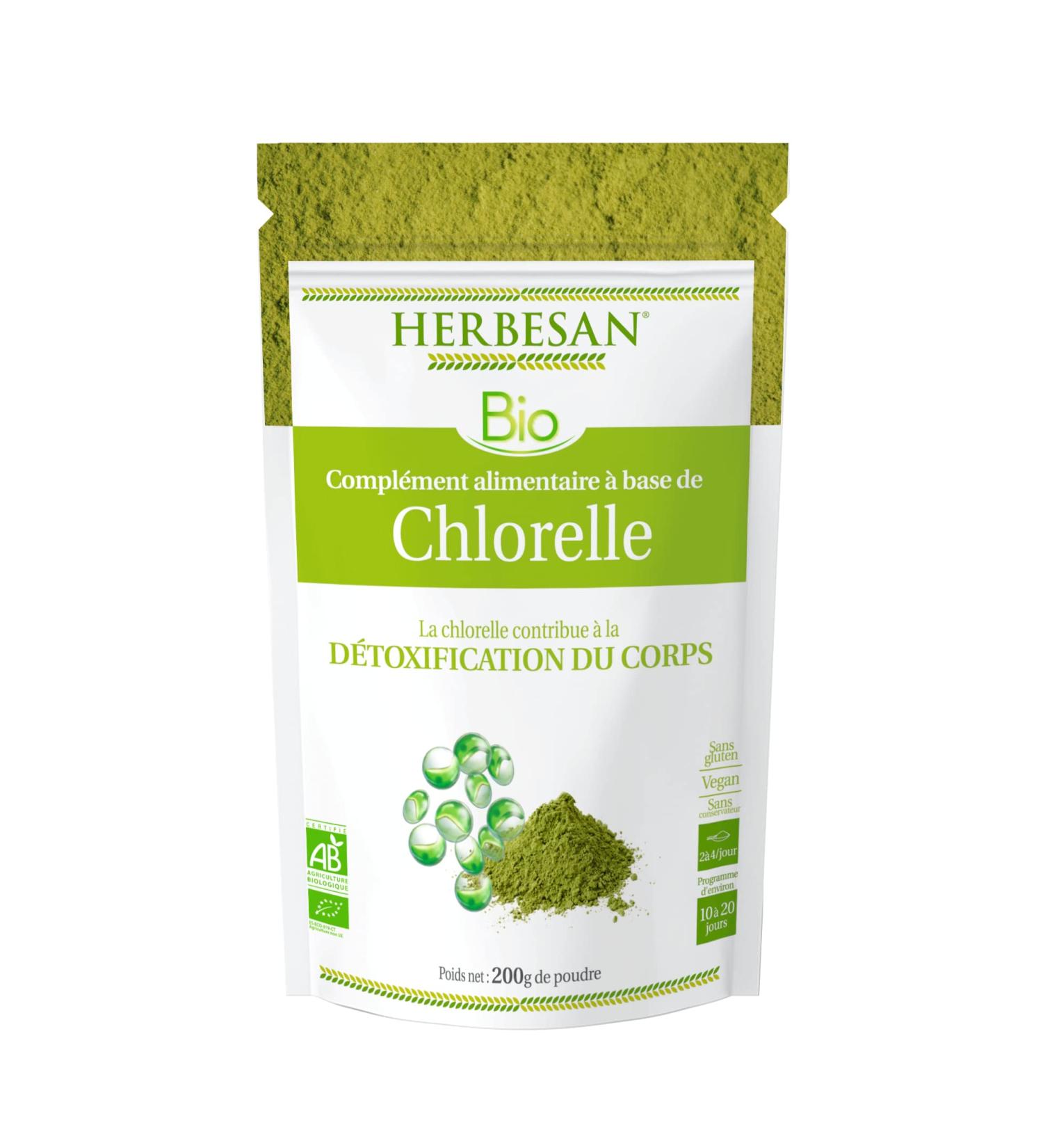 HERBESAN - ORGANIC CHLORELLA - Detox Slimming - Paper bag - 200g powder