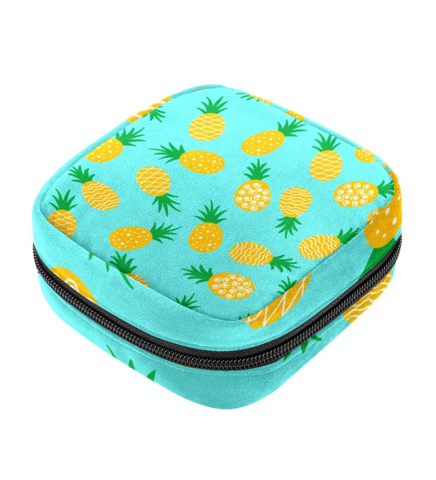Menstrual Bag with Zipper | Pineapple Pattern Ladies Napkin & Tampons Pouch - Stylish & Functional for Women and Girls - Buy Online on GoSupps.com