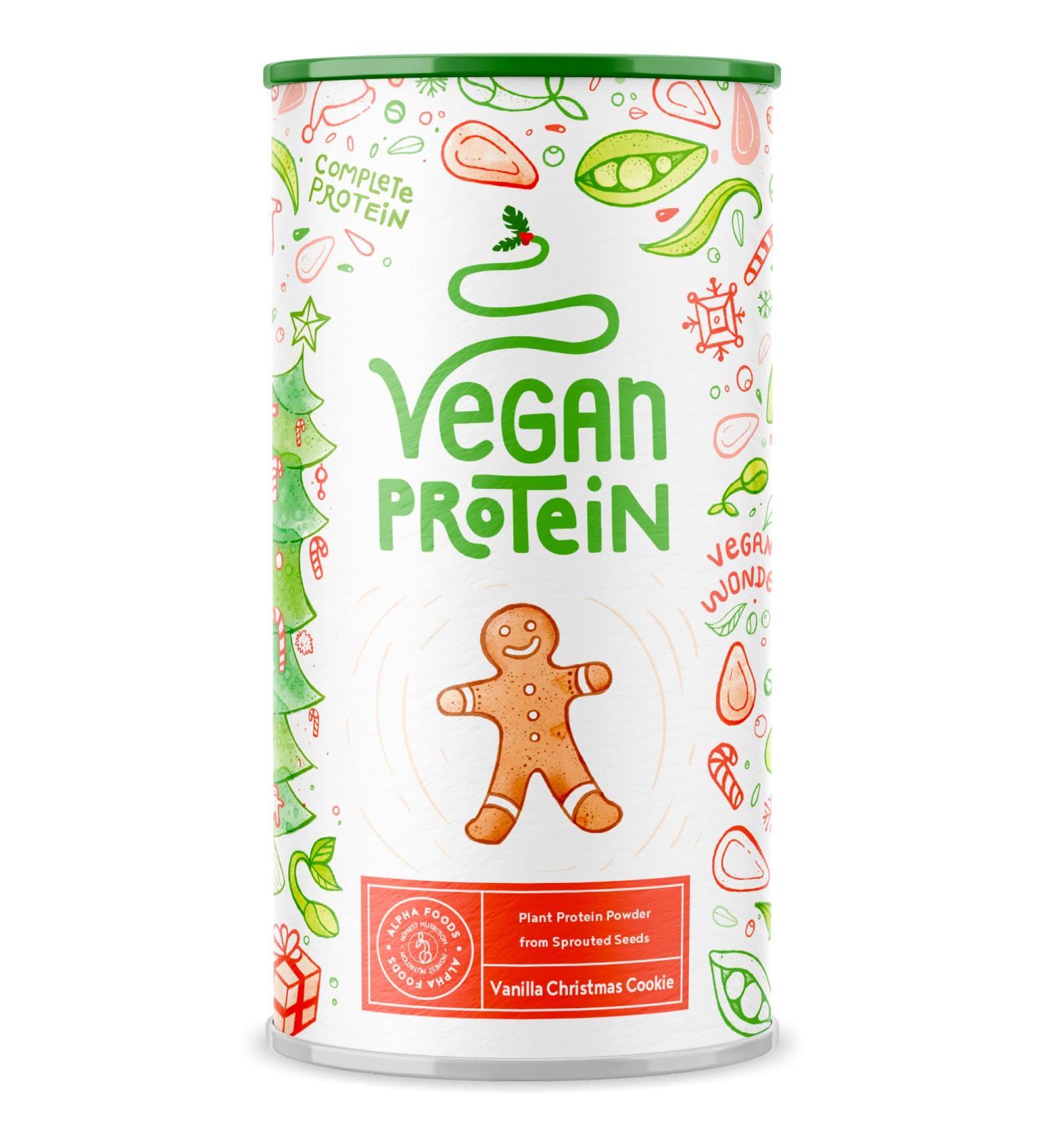 Vegan Protein Powder 600g - 22g Protein per Serving | Premium Quality Shake - Soy Rice Pea Sunflower & Pumpkin Seed Blend - Alpha Foods Kipferl - Buy Online on GoSupps.com