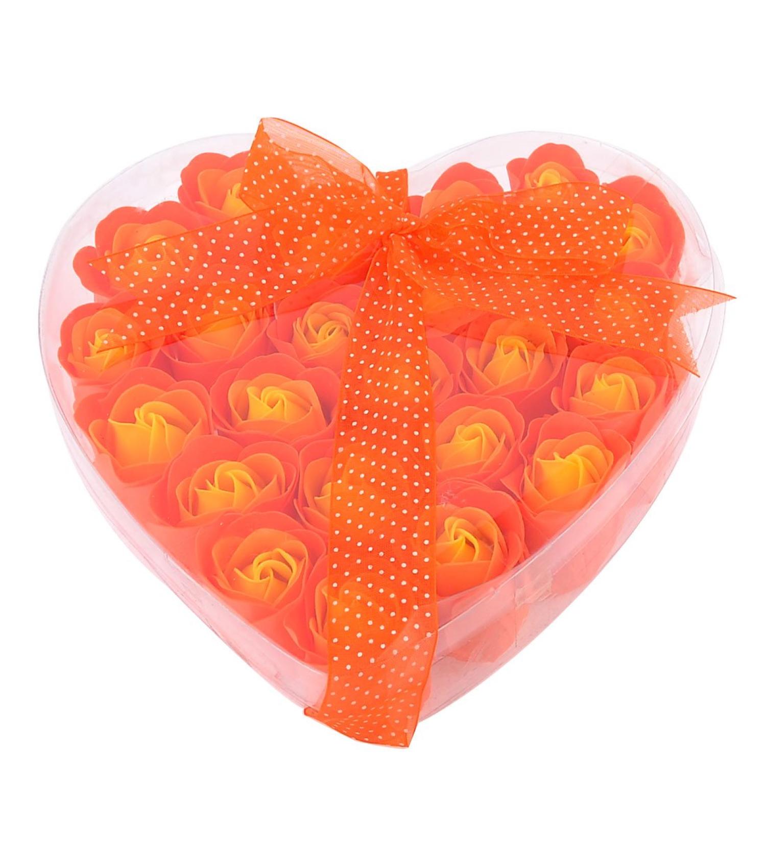 Ruilogod 24 x Rose Scented Bath Petals Orange Yellow + Heart Design Box (id: 84b ed3 728 09b 476