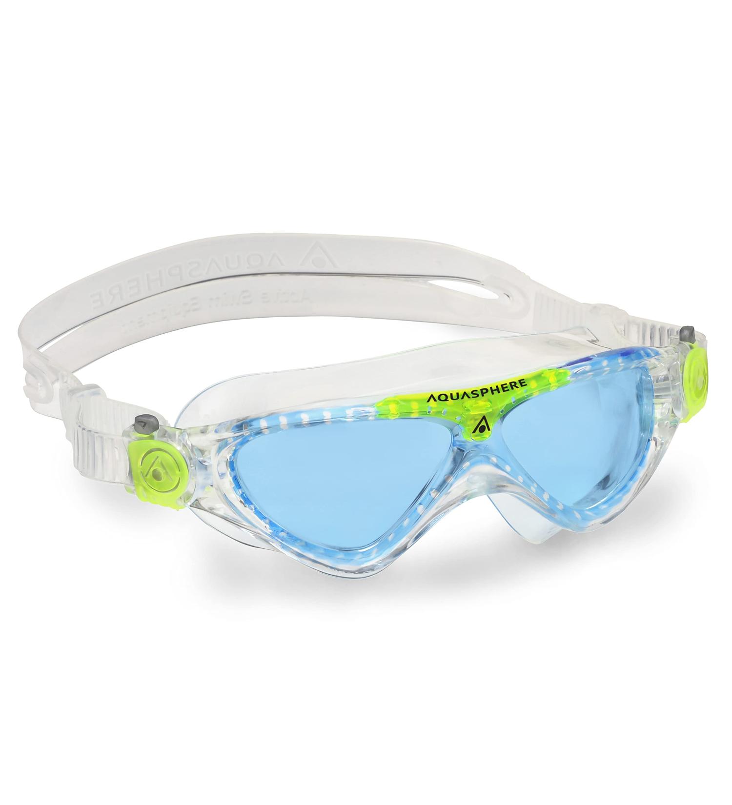 Aquasphere Vista JR Swimming Goggles for Kids | UV Protection Leak-Free Silicone Seal | Perfect for Boys & Girls Ages 6+ - Transparent & Light Green-Blue Lens - Buy Online on GoSupps.com