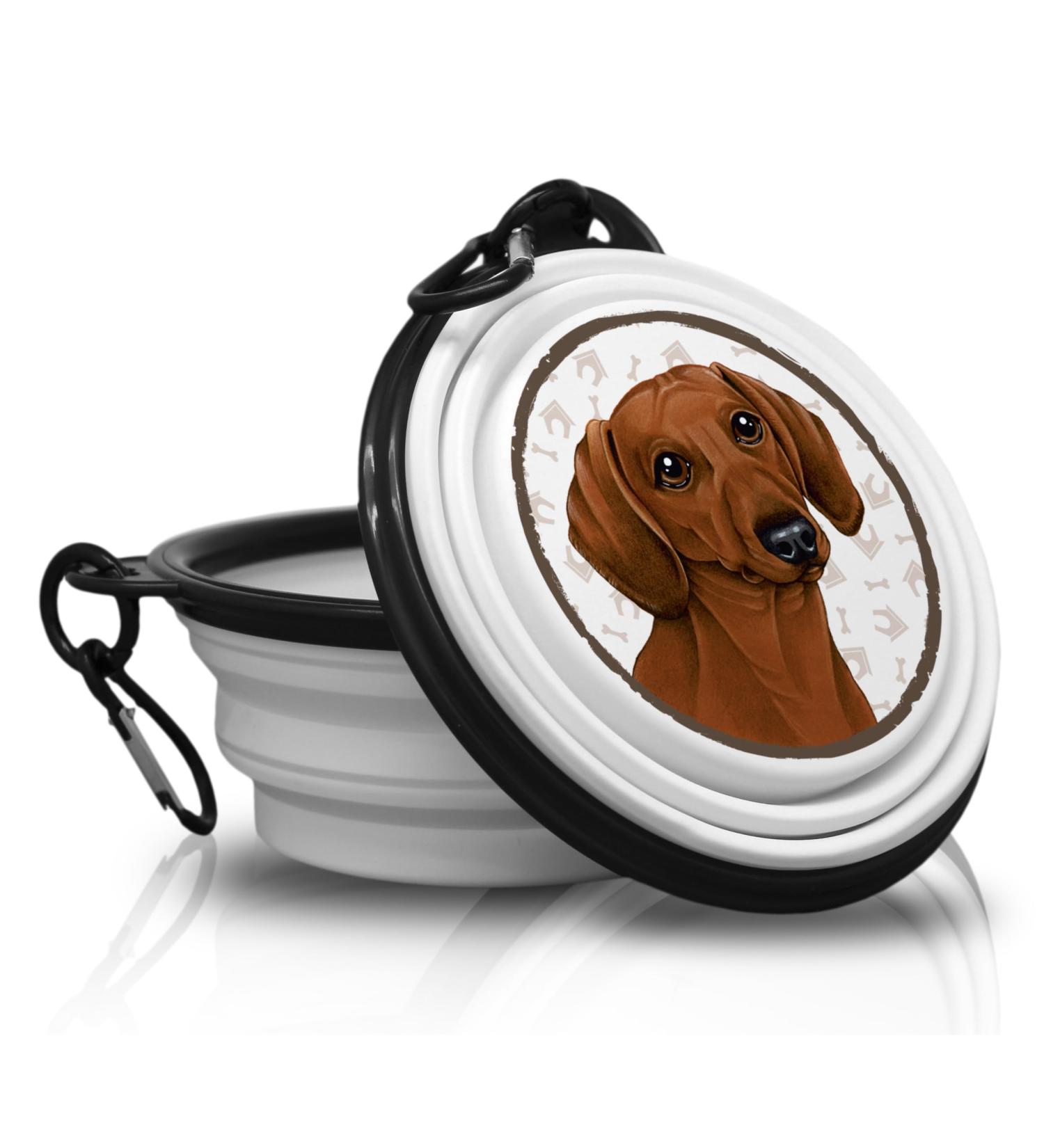 Portable Silicone Dog Bowl for Dachshunds - Lightweight & Foldable with Carabiner Hooks | Ideal for Walks & Hikes - Buy Online on GoSupps.com