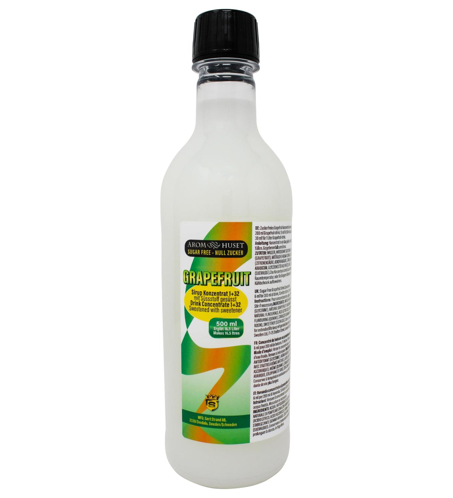 Aromhuset Grapefruit 500 ml concentrate for 16.5 l of sugar-free beverage | Mixing ratio 1:33 | Contains grapefruit extract