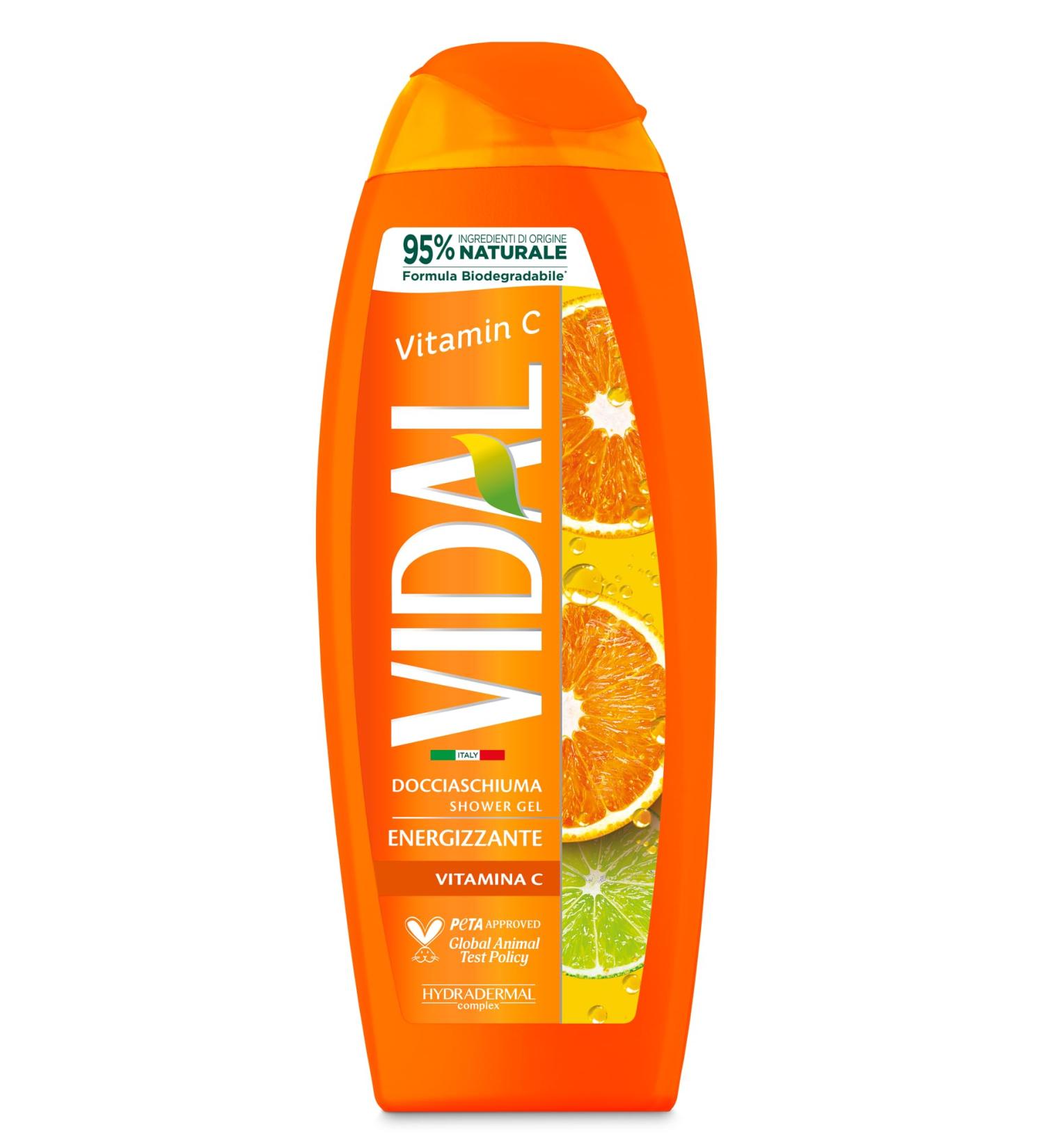 Vidal Vitamin C Shower Gel 250ml - Energizing Italian Import | Refreshing Citrus Cleanser - Buy Online on GoSupps.com