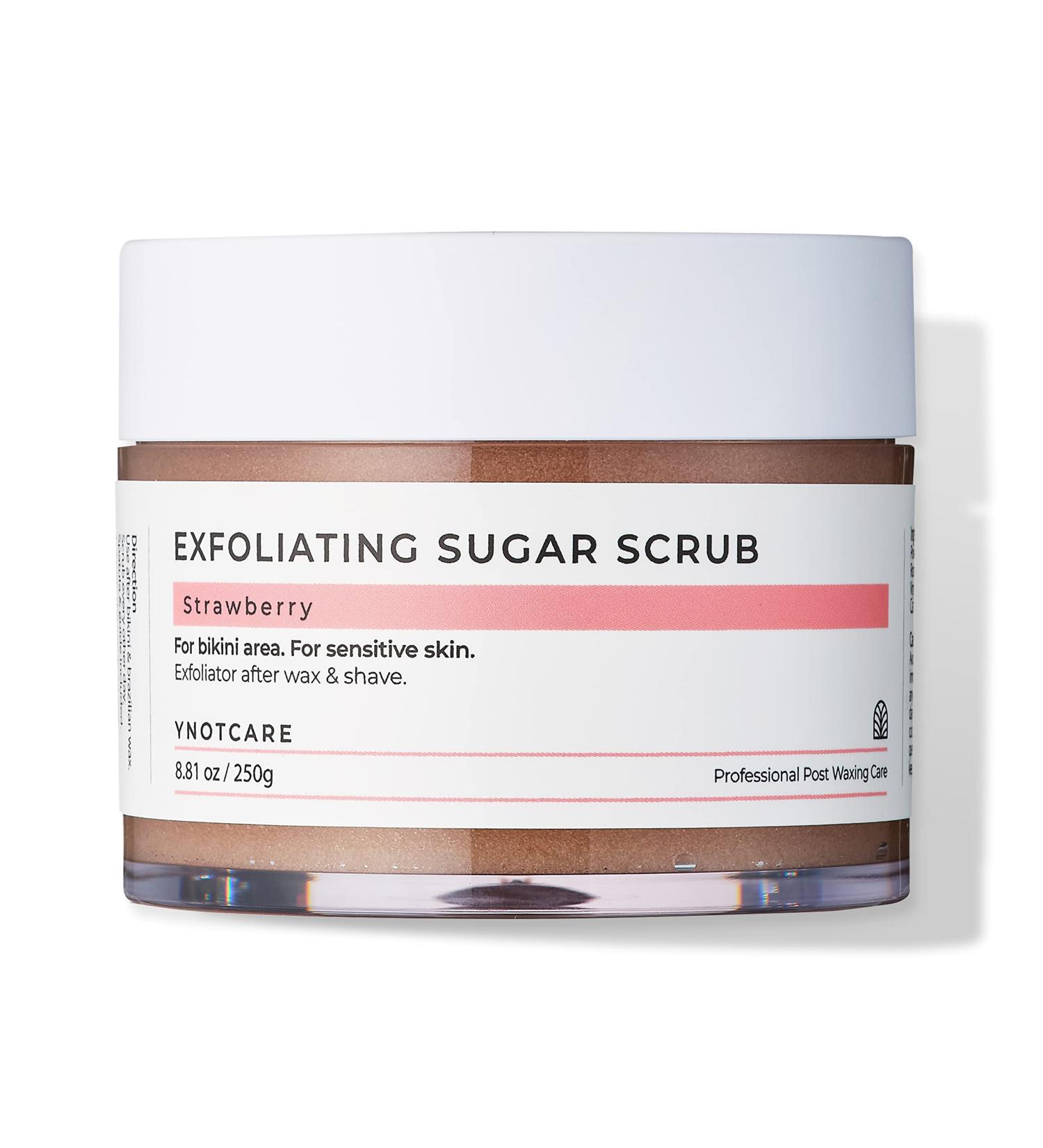 YNOTCARE Exfoliating Sugar Scrub for Bikini Intimate Area - Sensitive Skin, Prevent Ingrown Hair and Razor Bumps, Strawberry 8.81oz - Buy Online on GoSupps.com