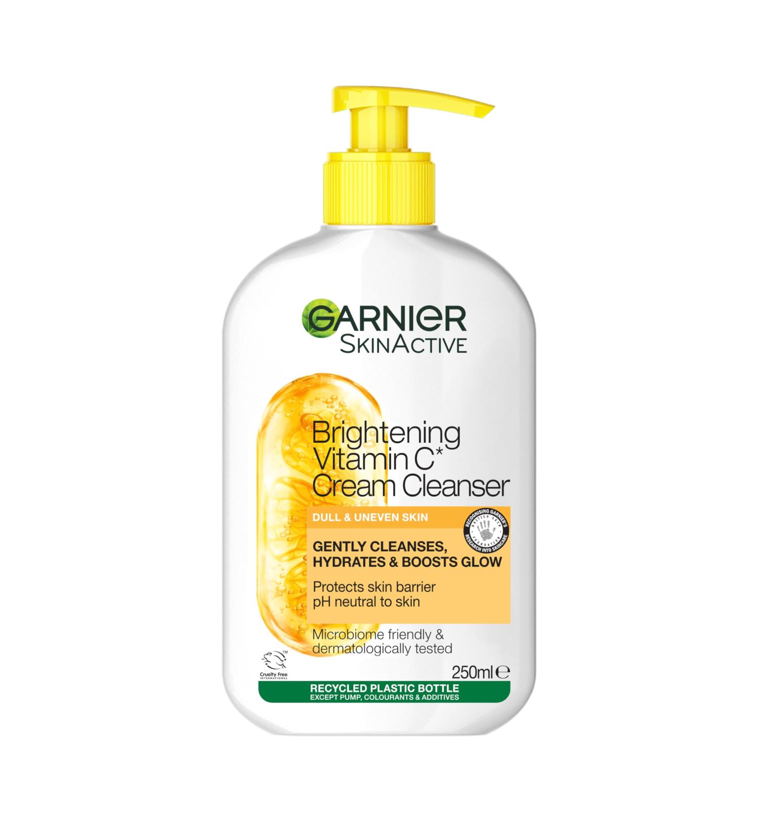 Garnier Vitamin C Brightening Cream Cleanser Removes Makeup & Impurities Hydrates & Brightens For Dull & Uneven Skin 250ml 250 ml (Pack of 1) Vitamin C Brightening Cleanser - Buy Online on GoSupps.com