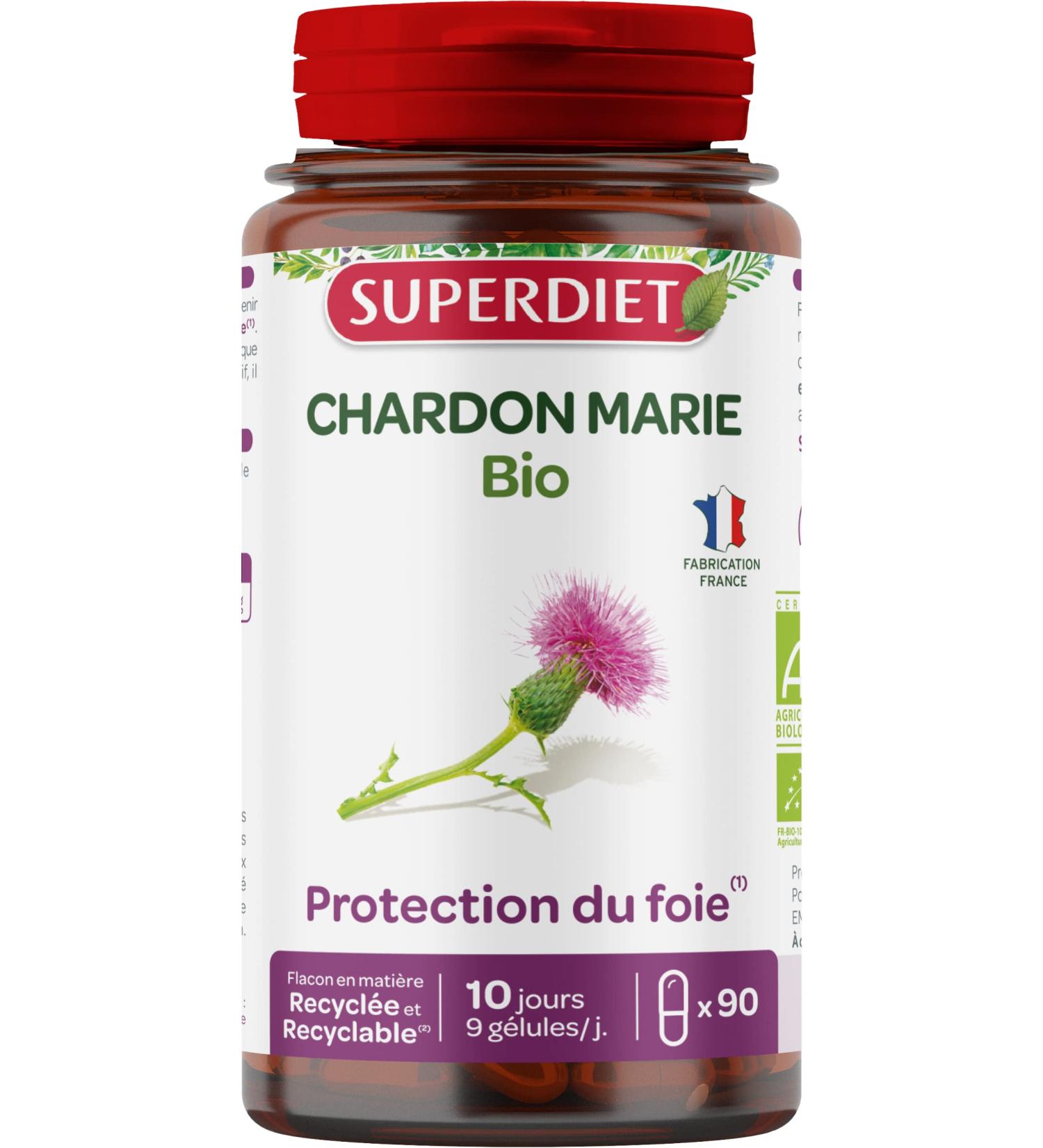 SUPERDIET ORGANIC MILK THISTLE - Liver protection Herbal medicine Made in France 90 capsules - Buy Online on GoSupps.com