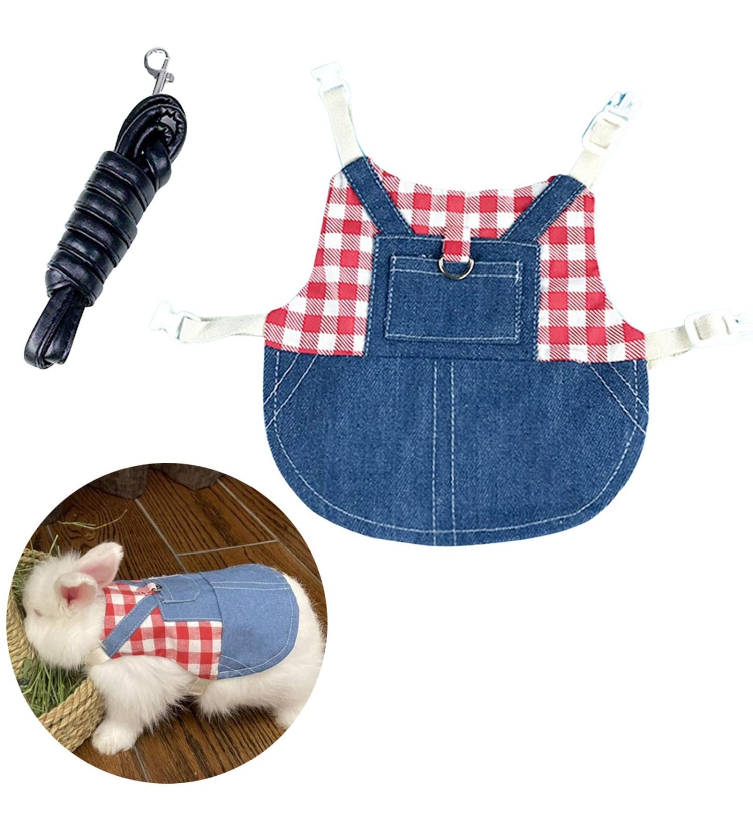 Adjustable Soft Rabbit Dishes & Leash Set for Small Animals - Pink (L) | Perfect for Rabbits Cats & Guinea Pigs - Buy Online on GoSupps.com