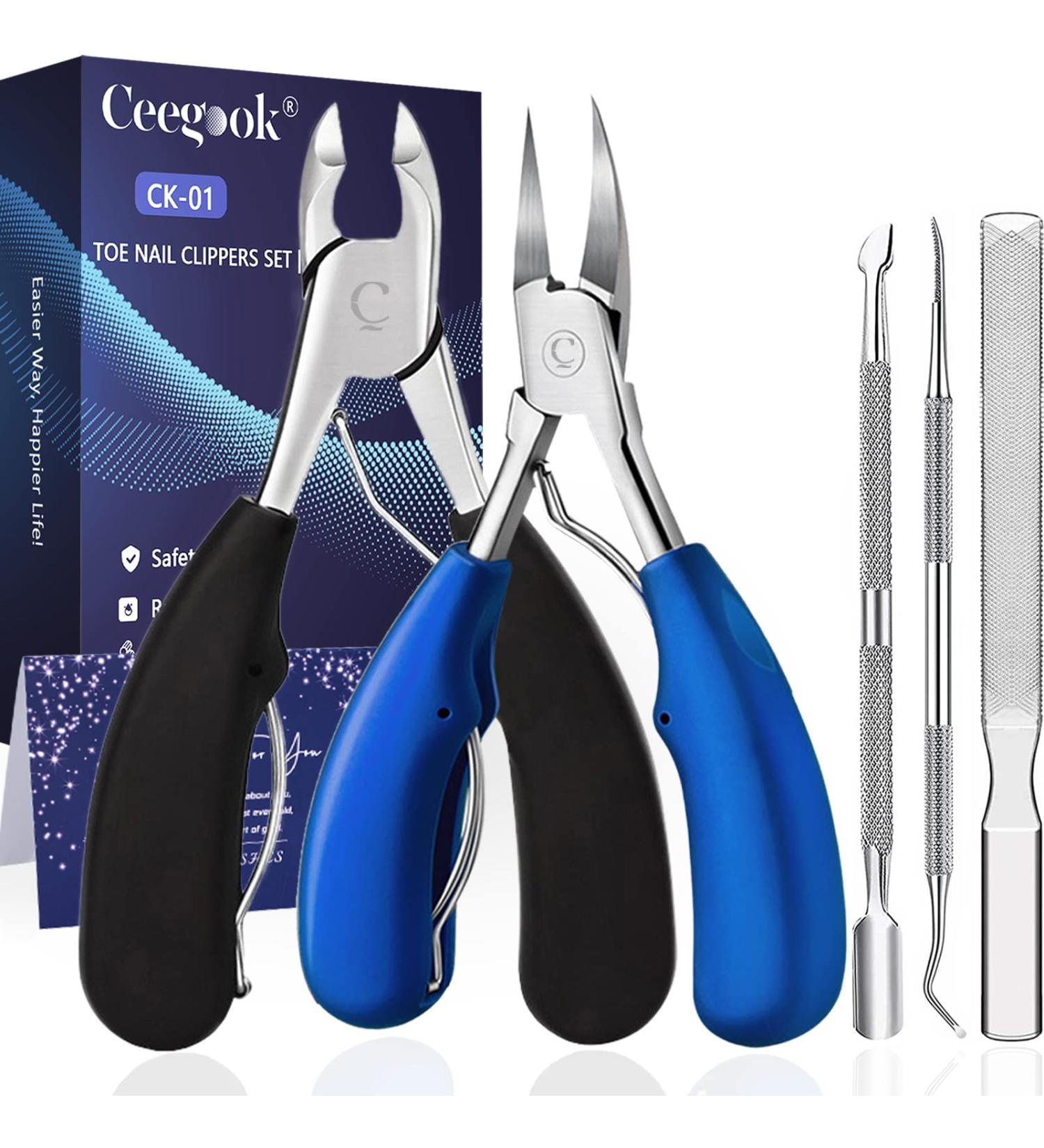 Ceegook Professional Toe Nail Clippers for Thick Nails & Ingrown Toenails - Heavy Duty Pedicure Kit for Seniors, Men, and Women - Buy Online on GoSupps.com