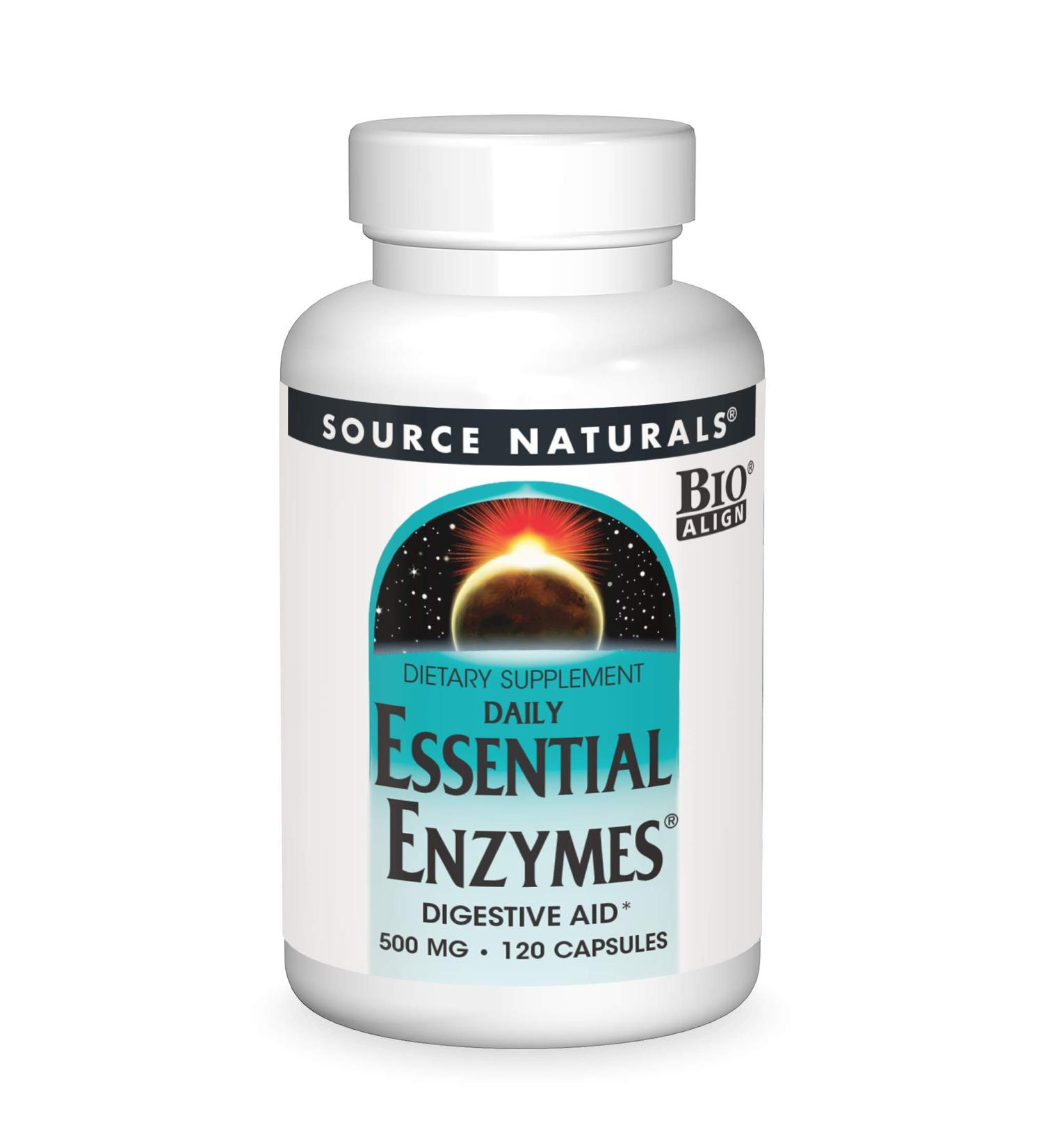 Source Naturals Essential Enzymes 500mg Capsules - Digestive Health & Immune Support - 120 Count - Buy Online on GoSupps.com