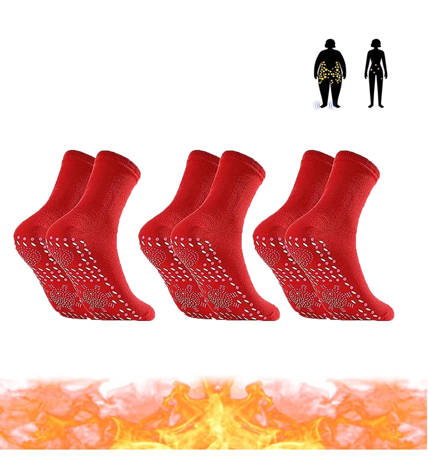 3 Pair Afiz Tourmaline Slimming Health Socks - Self Heating Red Lymph Support - Buy Online on GoSupps.com