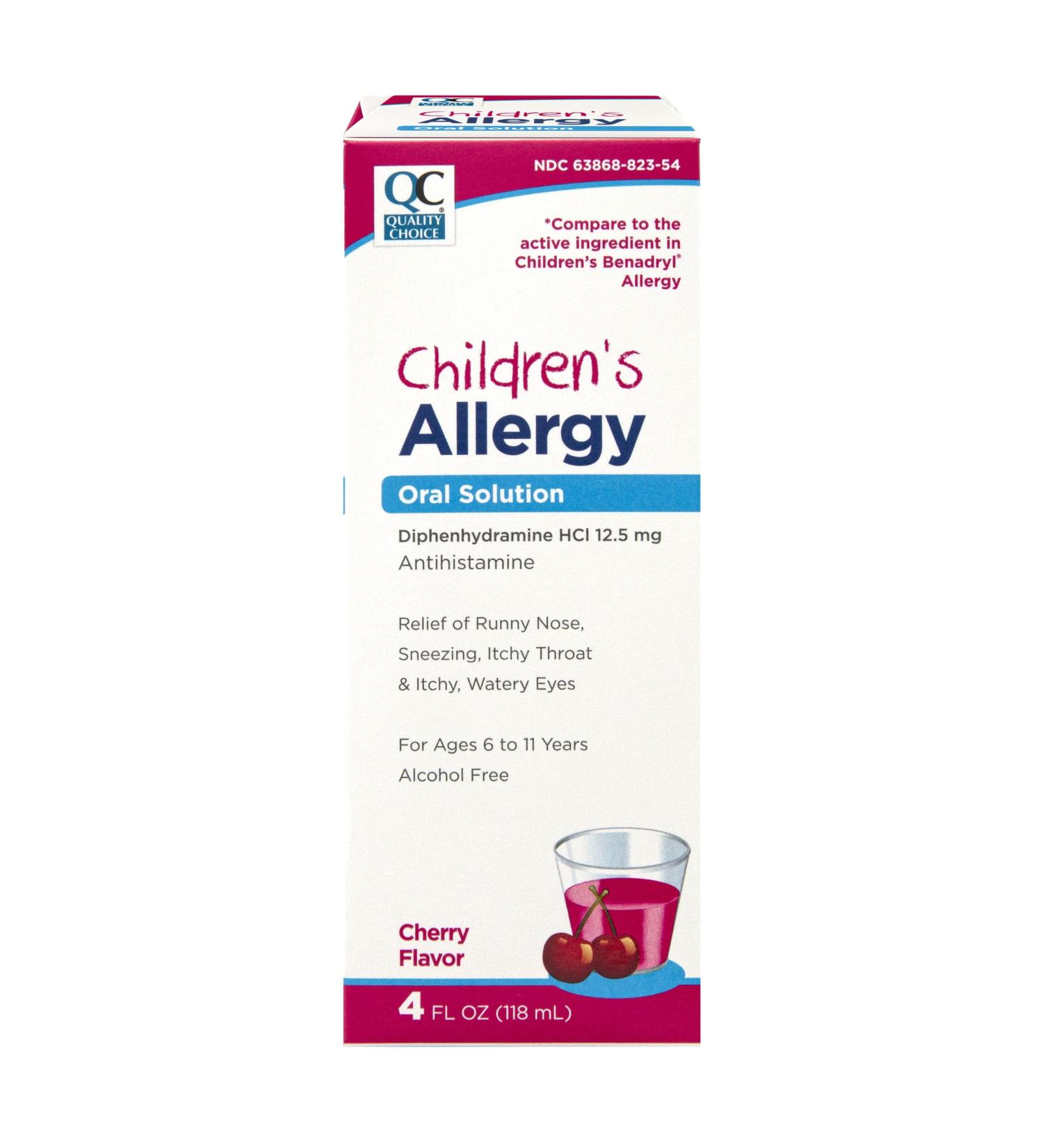 Children's Allergy Relief Liquid Oral Solution | Diphenhydramine HCl | Cherry Flavor | 4 Fl. Oz - Buy Online on GoSupps.com