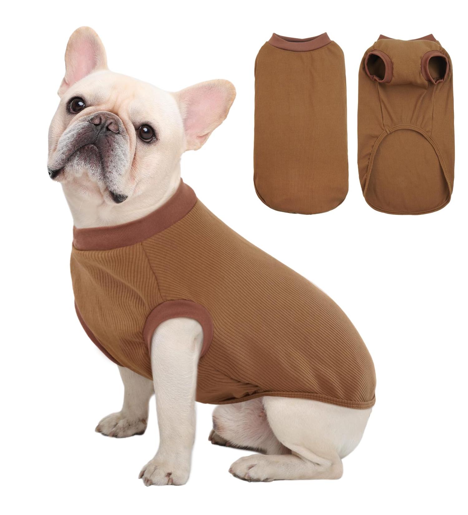 Kuoser Small Dog Sweater - Soft Pet Clothing & Thin Dog Coats for Dogs & Cats | Brown XS - Buy Online on GoSupps.com