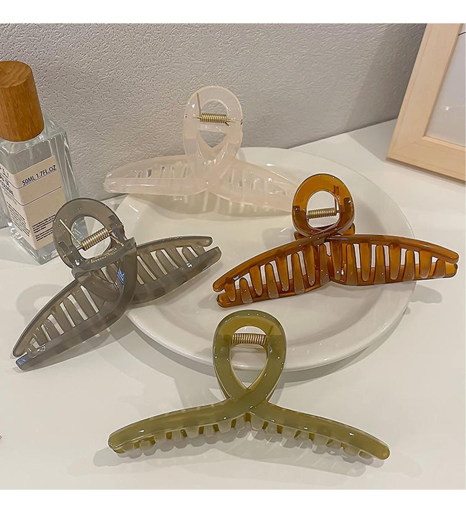 Large Butterfly Hair Claw Clips for Women - Strong Hold Jelly Jaw Clips for Thick Curly Hair - Summer Style Jelly Brown - Buy Online on GoSupps.com