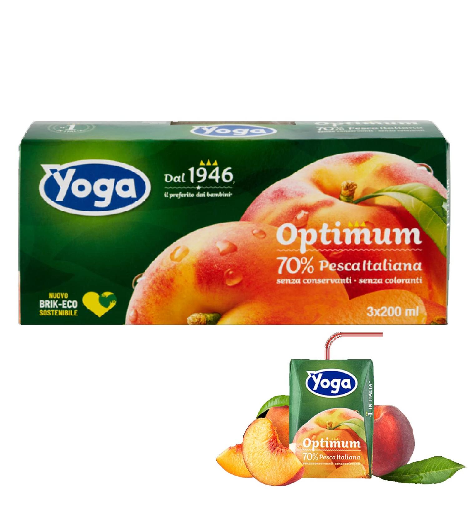 Pack of 8 Yoga Optimum Italian Peach Juice Boxes 3 x 200ml