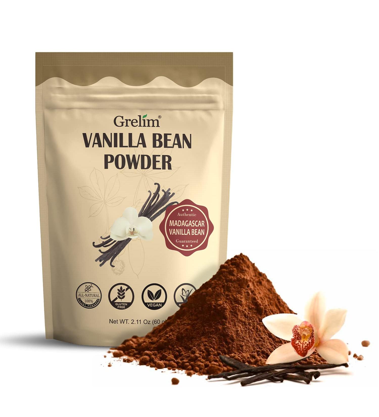 GRELIM Vanilla Bean Powder - 100% Pure Ground Madagascar Vanilla | Gluten-Free | Ideal for Baking, Coffee, Smoothies | 2.11 Oz (60g) - Buy Online on GoSupps.com
