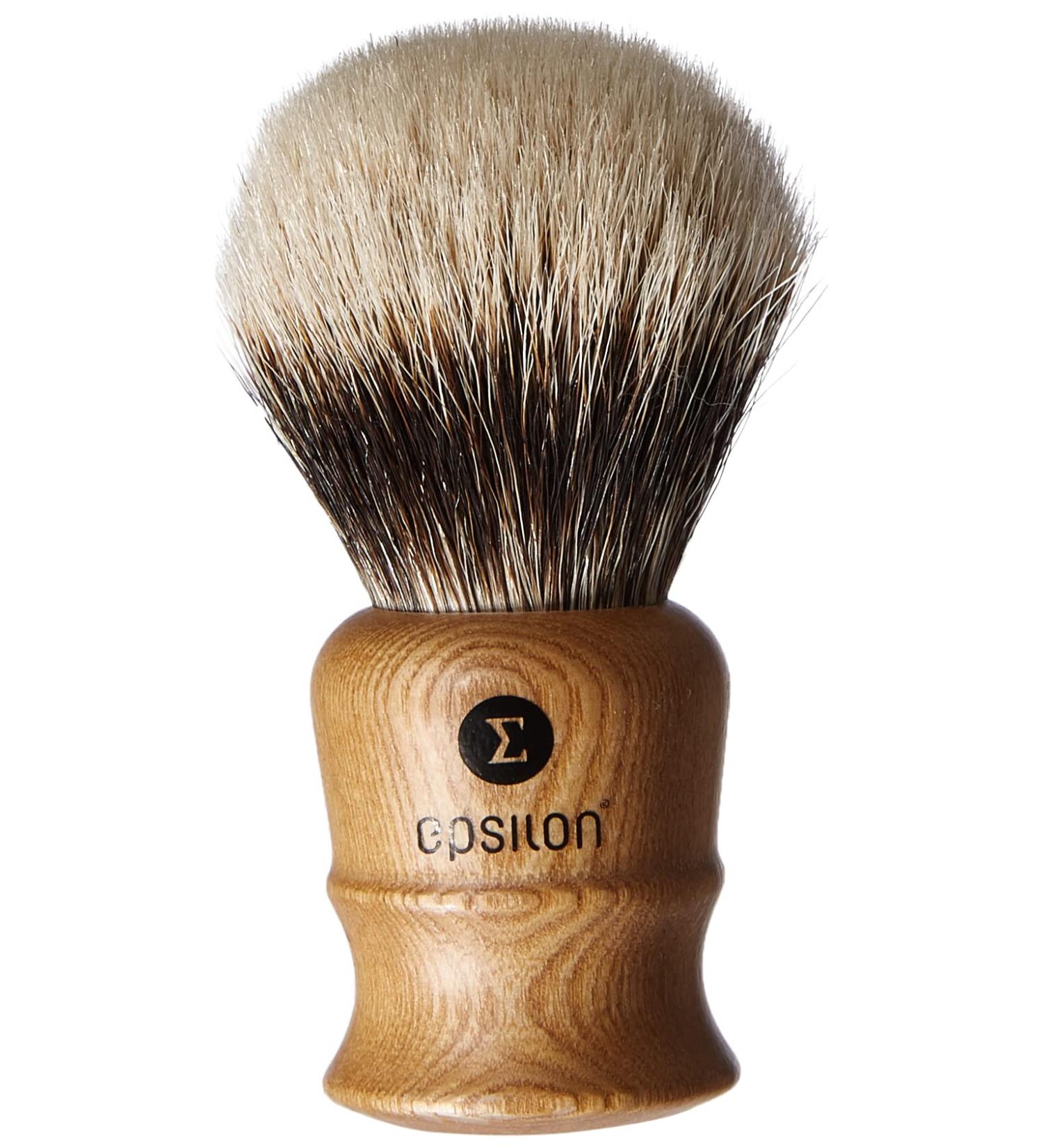 Epsilon Two-Striped Wooden Shaving Brush 26/55 mm - Unique Standard Quality for a Smooth Shave - Buy Online on GoSupps.com