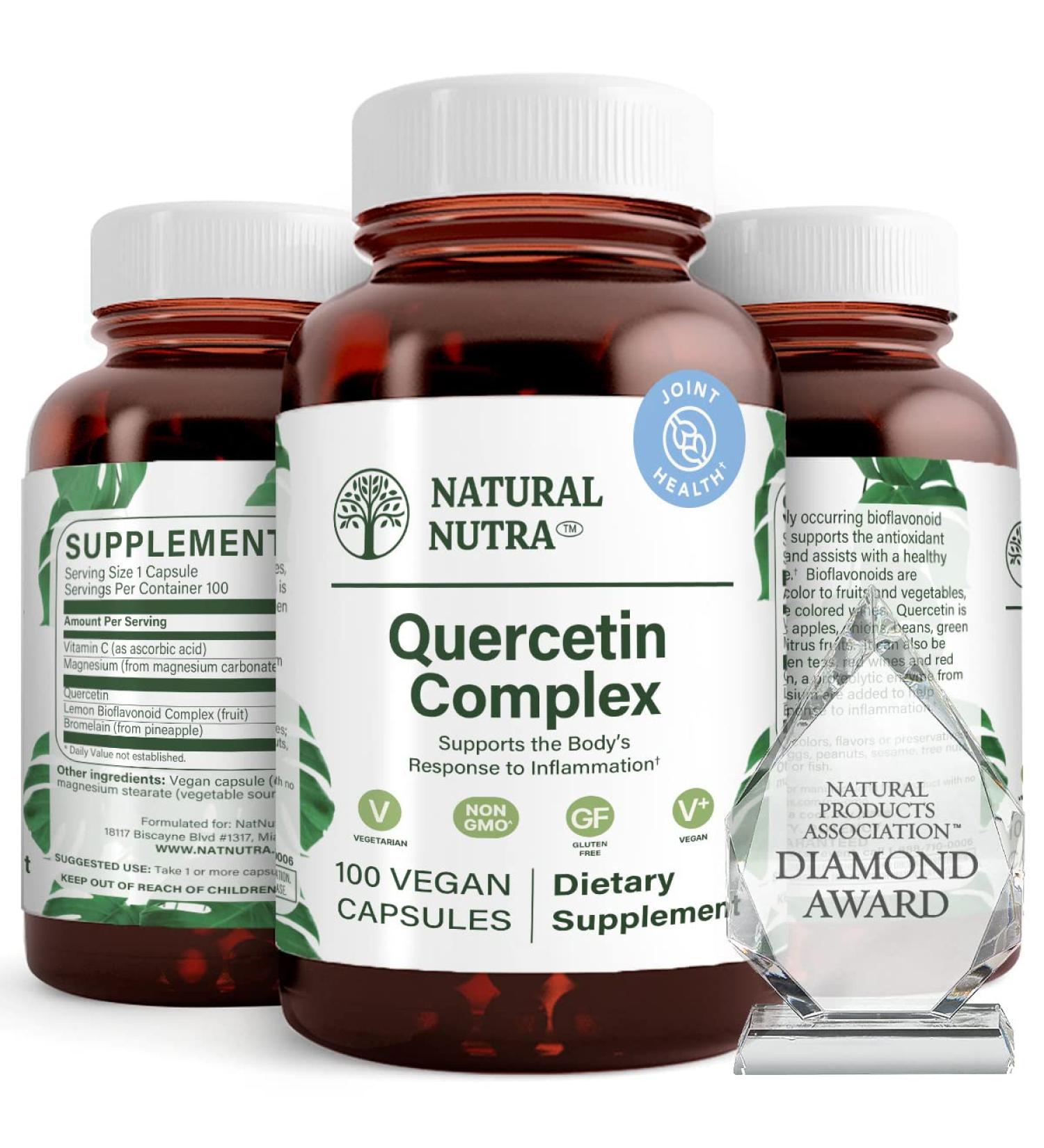 Natural Nutra Quercetin Complex with Bromelain and Vitamin C Citrus Bioflavonoid Supplement Support Body to Seasonal Changes & Body Redness Promotes Liver Health 100 Vegan and Vegetarian Capsules - Buy Online on GoSupps.com