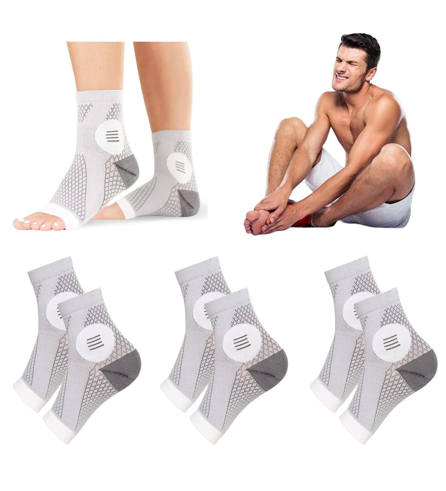 Buy 3 Pairs of Upgraded Neuropathy Compression Socks 15-20 mmHg for Men & Women - Grey Large | Soothing Relief for Pain & Discomfort | International Shipping Available - Buy Online on GoSupps.com
