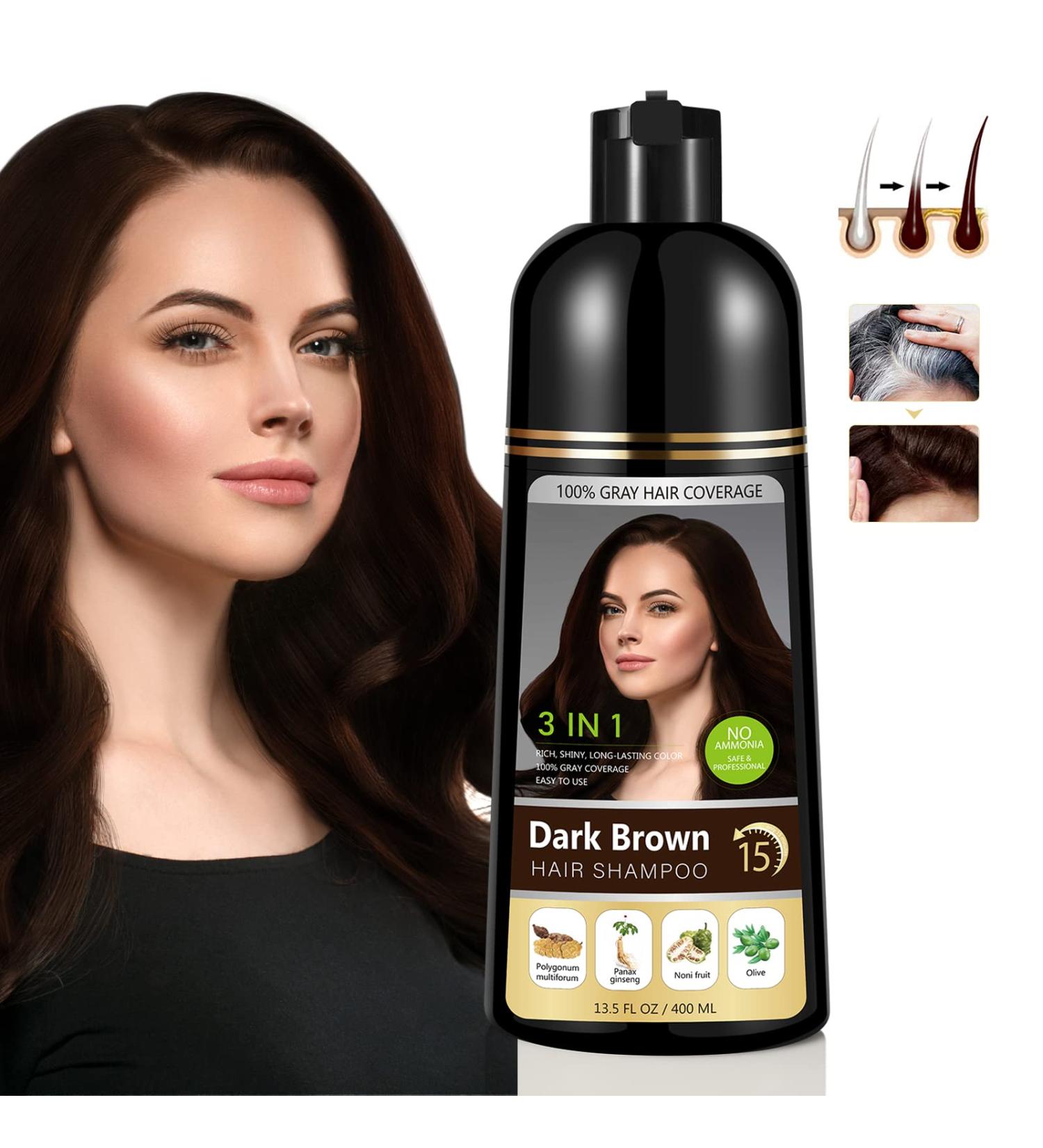 YourTone Natural Dark Brown Hair Color Shampoo | Hair Dye 3 in 1 for Men & Women | Ammonia Free & Long Lasting - 16.90 Fl Oz - Buy Online on GoSupps.com
