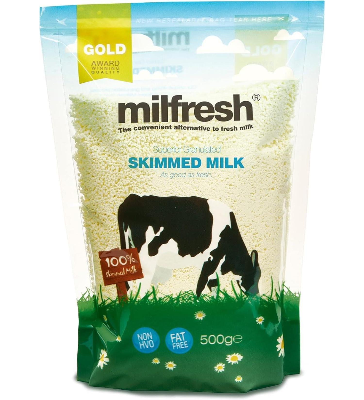 Milfresh Gold Superior Skimmed - Convenient Alternative Fresh Milk | Premium Quality Dairy Product | Easy Dissolve Deliciously Creamy Rich Flavor - Pack of 1 x 500g 500.00 g (Pack of 1) - Buy Online on GoSupps.com