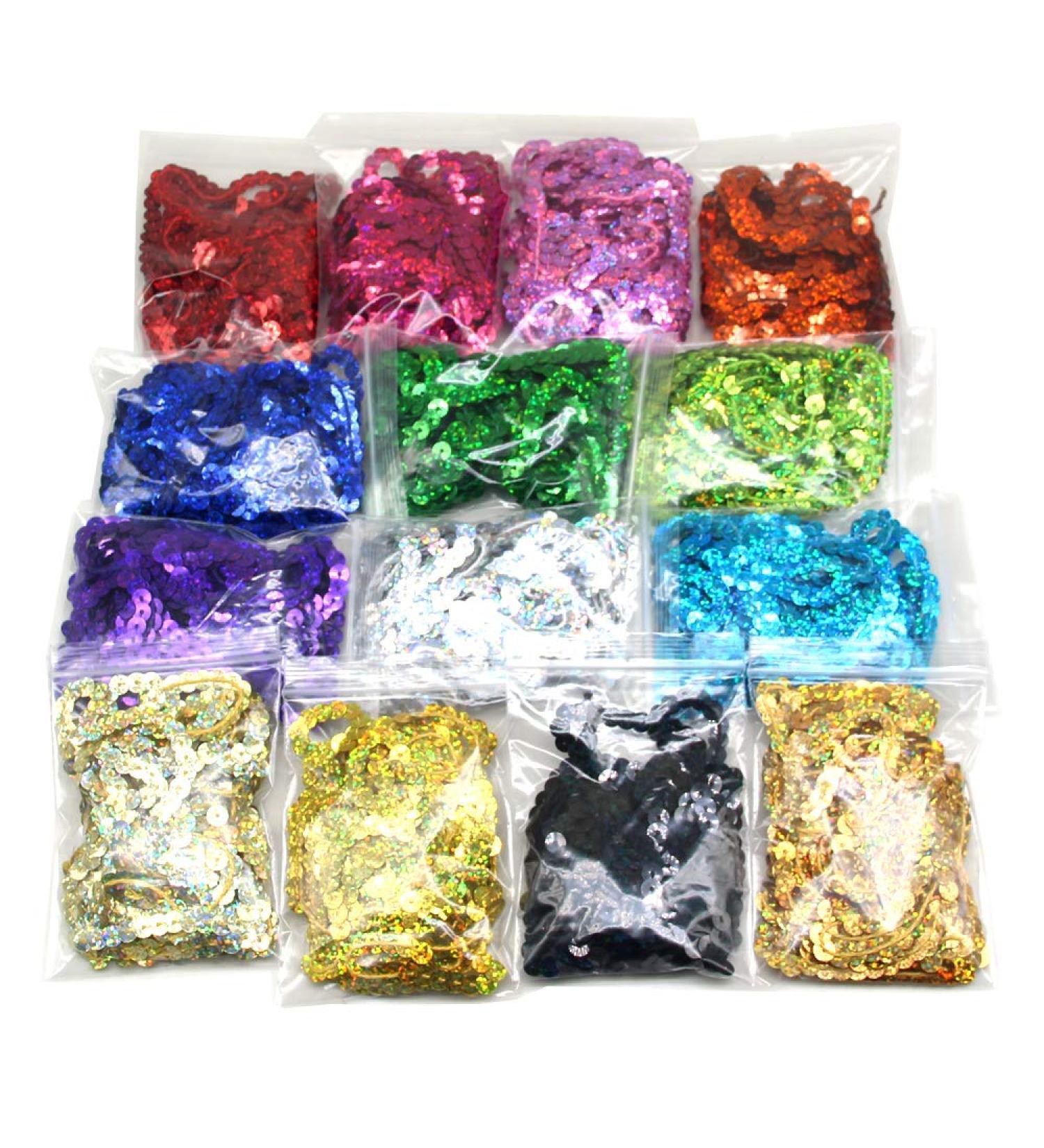6mm Wide Laser Sequins Strip Trim - 140 Yards, 14 Colors - Perfect for Crafts, Fringe, Sewing - Eco-Friendly Handmade Sequin String - Buy Online on GoSupps.com