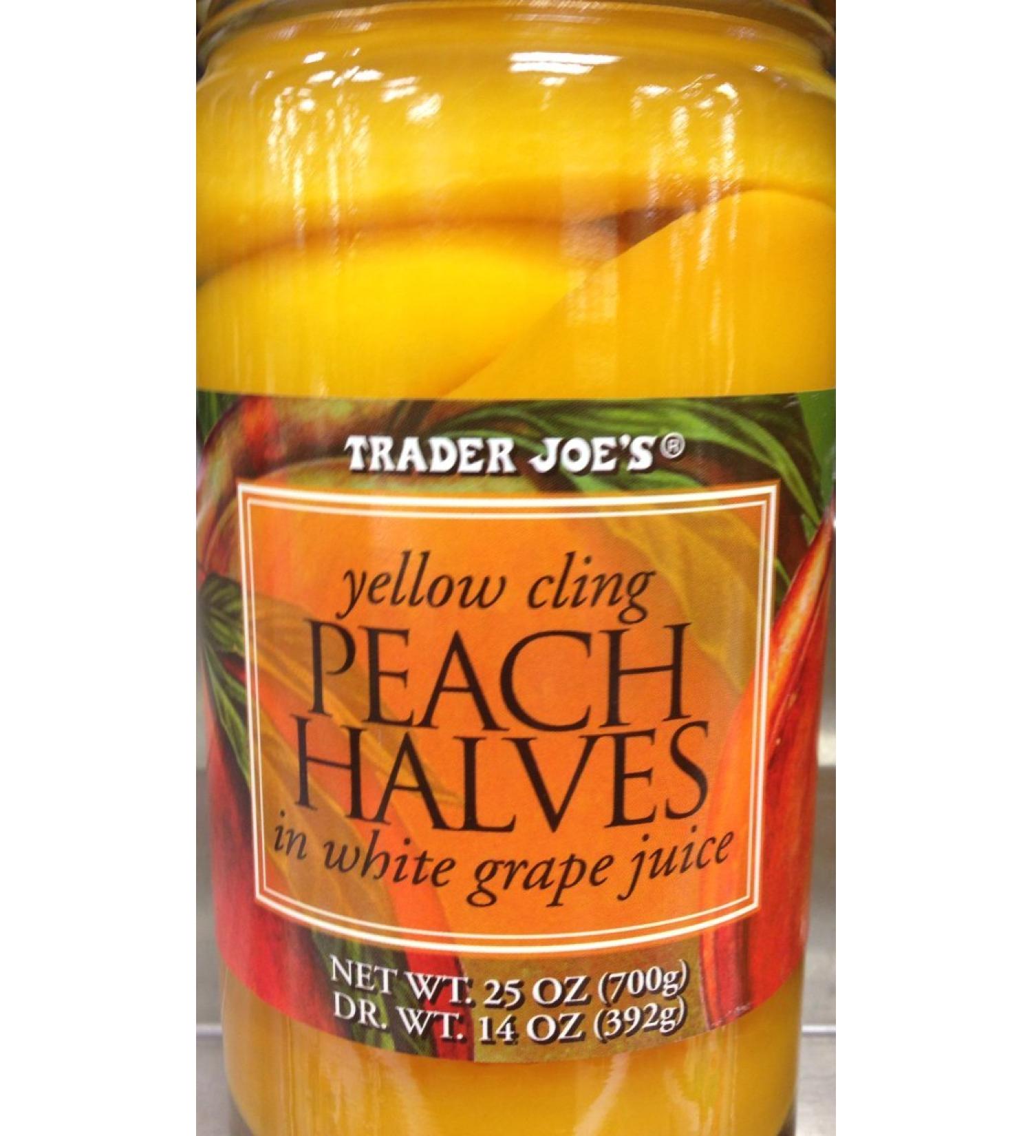 Trader Joes Yellow Cling Peach Halves in White Grape Juice