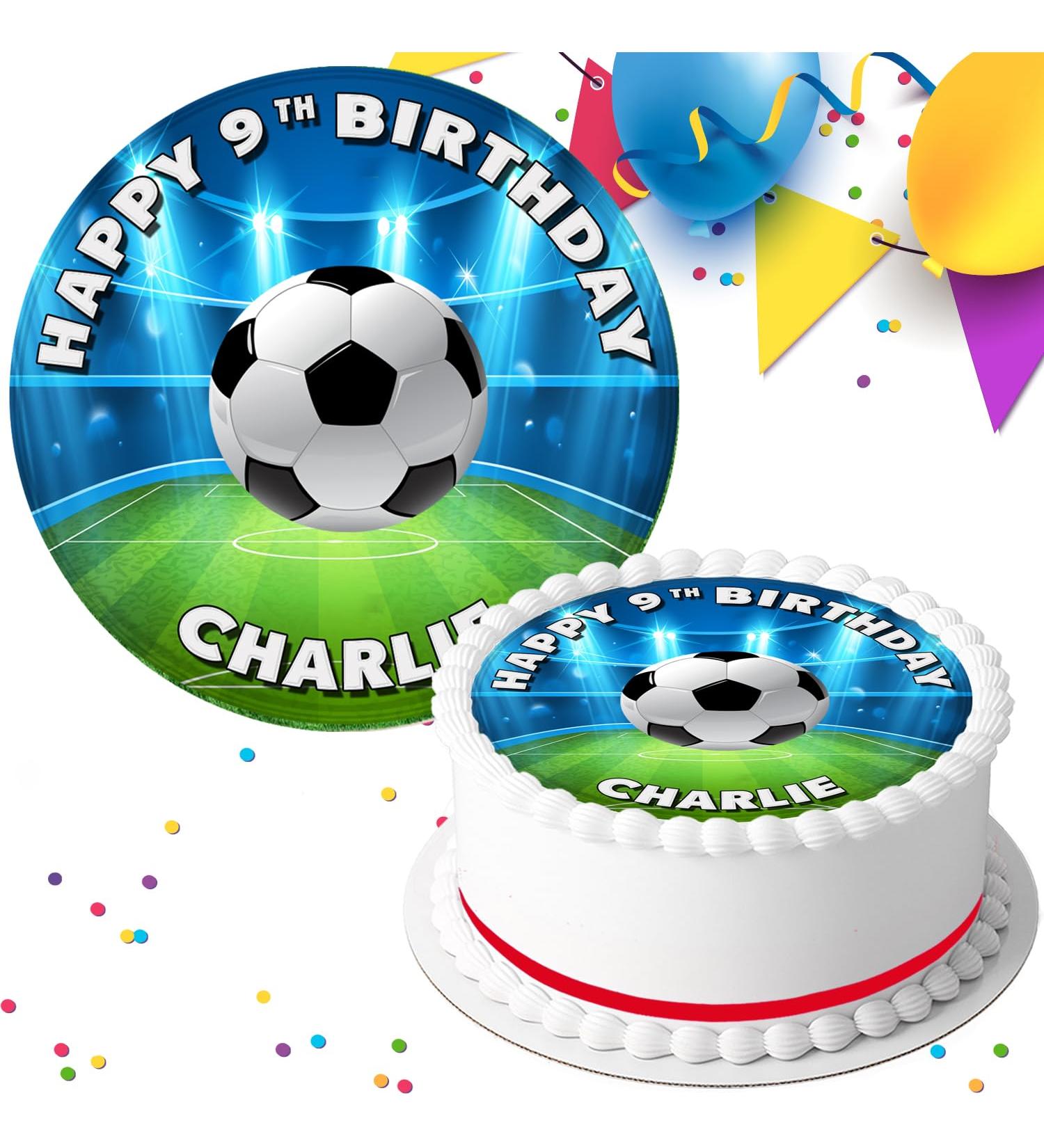 FOOTBALL BIRTHDAY PARTY PERSONALISED EDIBLE ICING CAKE TOPPER FB625 - Buy Online on GoSupps.com