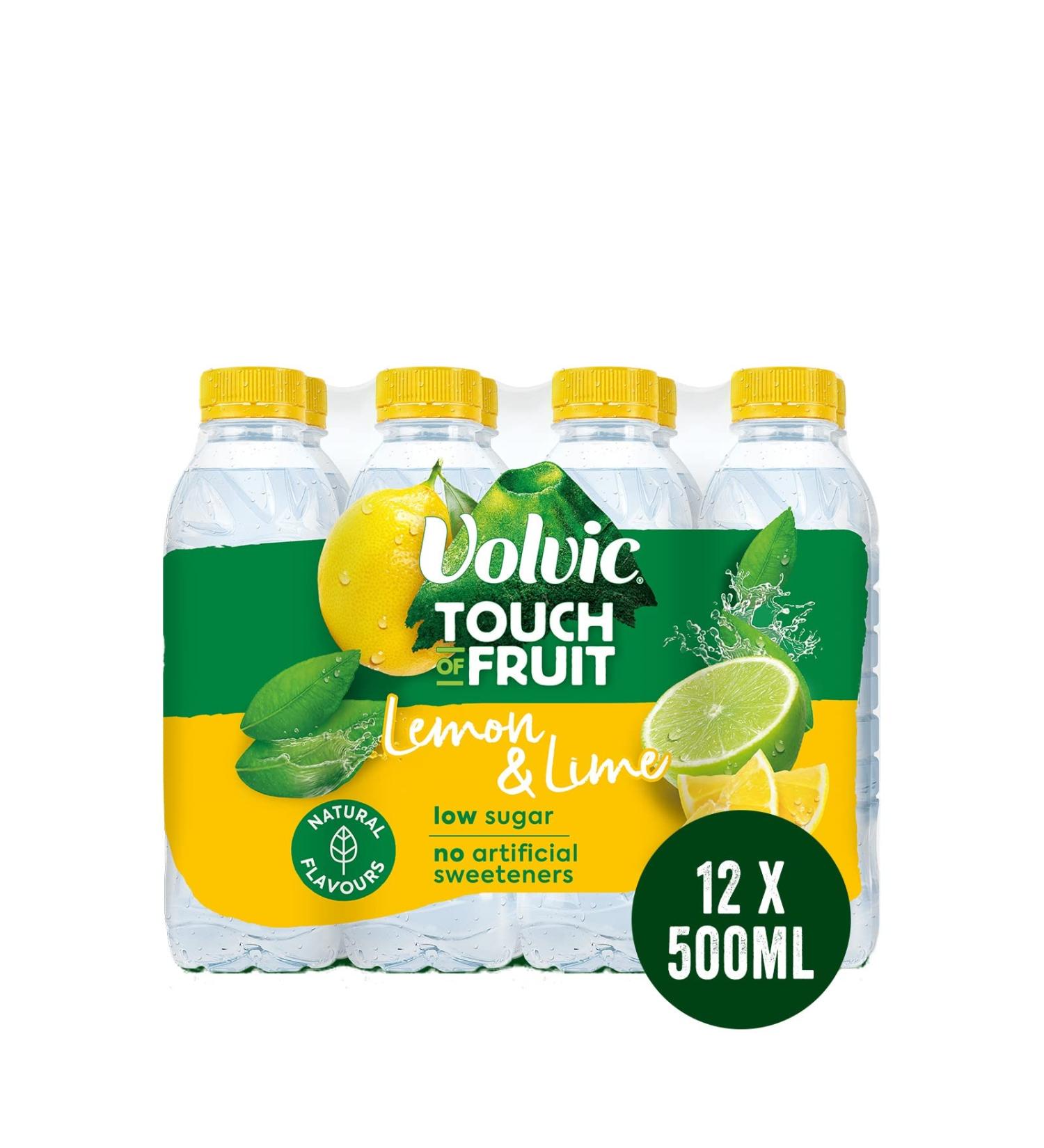 Volvic Touch of Fruit Natural Low Sugar Flavored Water Lemon & Lime 500ml Pack of 12 - Buy Online on GoSupps.com