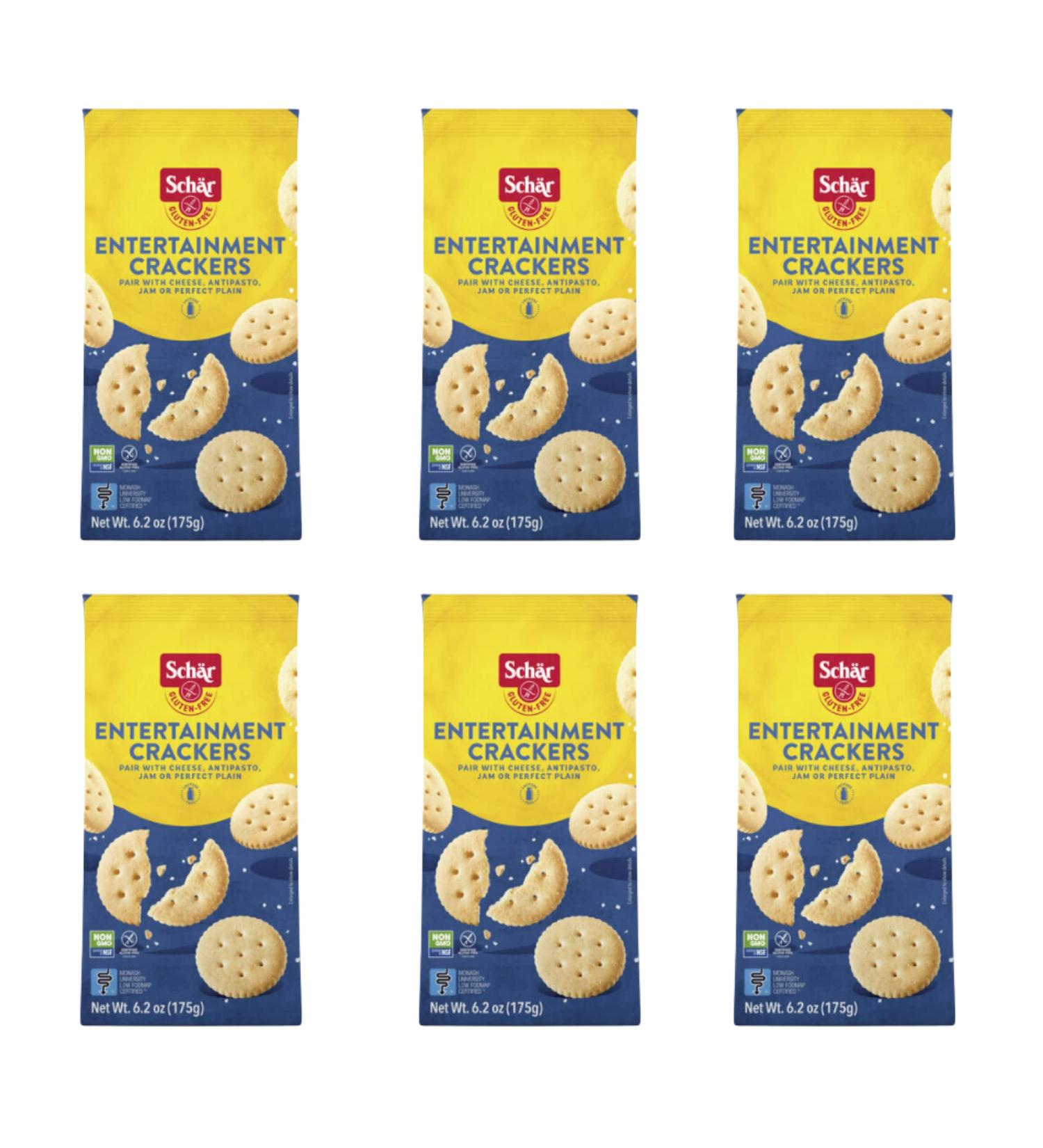 Schar Entertainment Crackers - Gluten Free, GMO-Free, Lactose-Free, Wheat-Free - 6.2 oz (6 Pack) - Buy Online on GoSupps.com